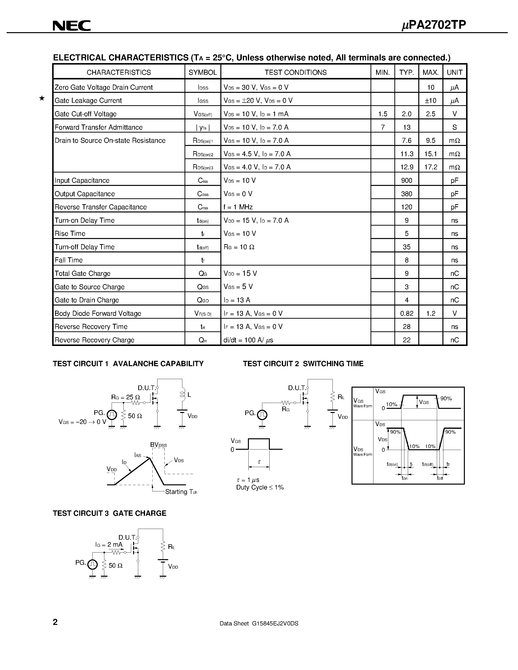 Datasheet UPA2702TP - SWITCHING N- AND P-CHANNEL POWER MOS FET page 2