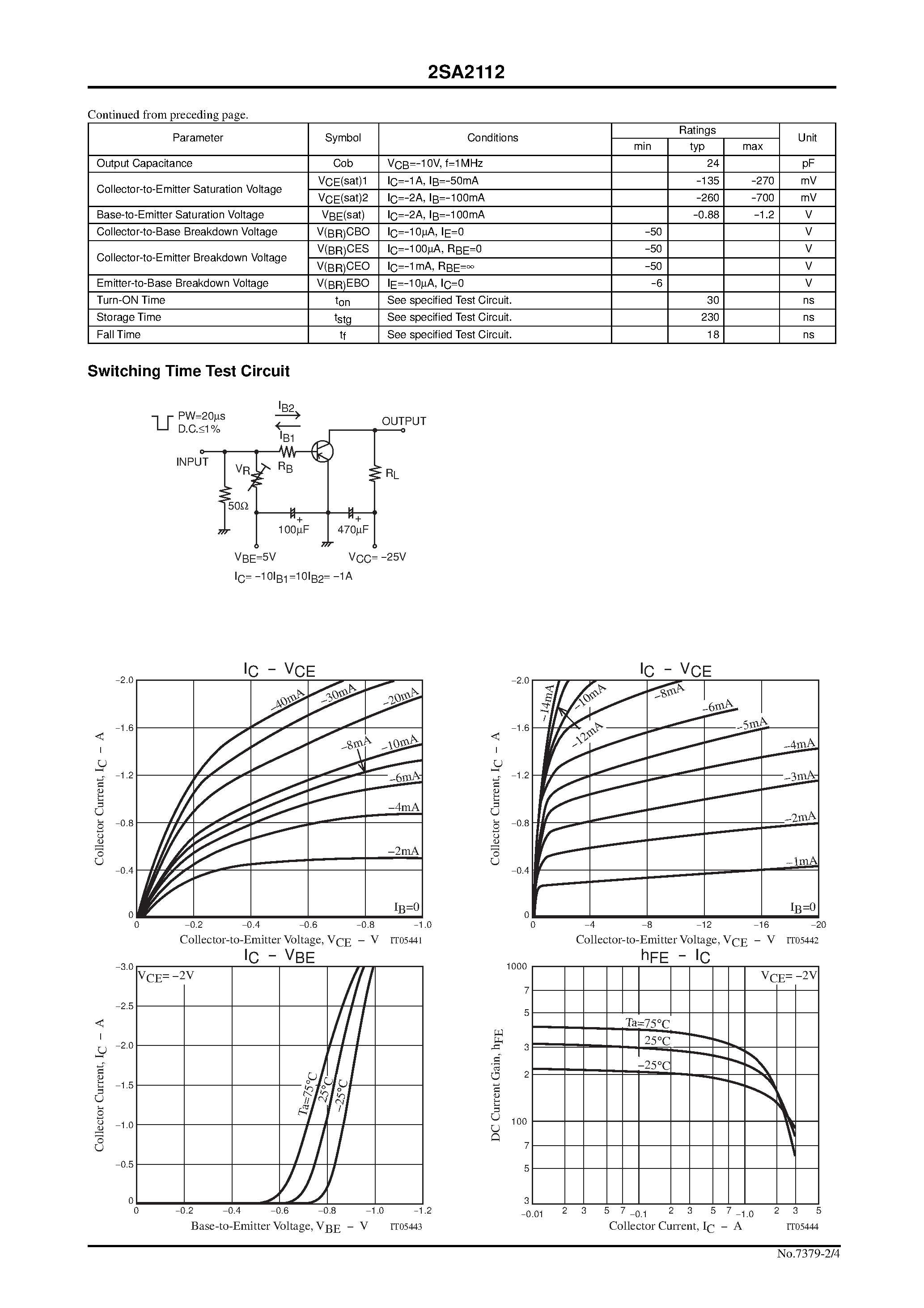 Datasheet 2SA2112 - High Current Switching Applications page 2