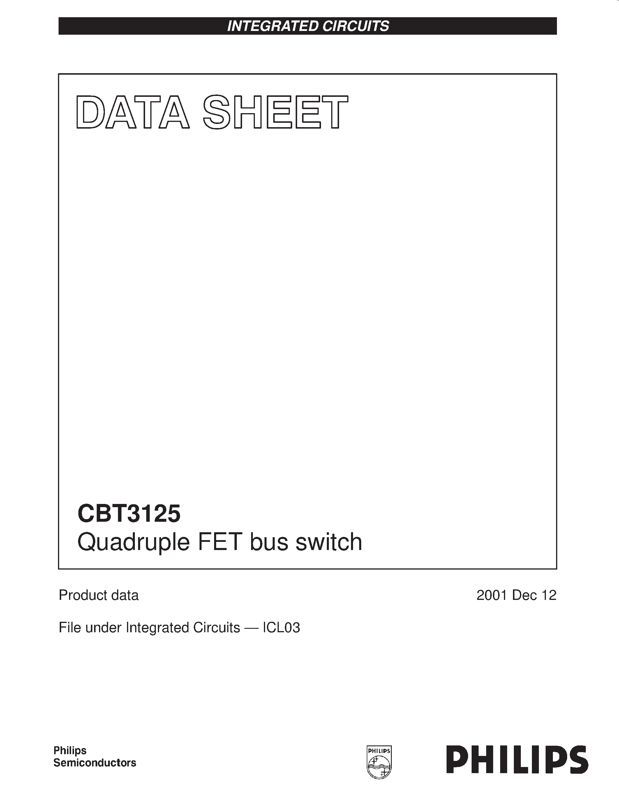Даташит на микросхему CBT3125 страница 1 Даташит CBT3125 - Quadruple FET bus switch страница 1