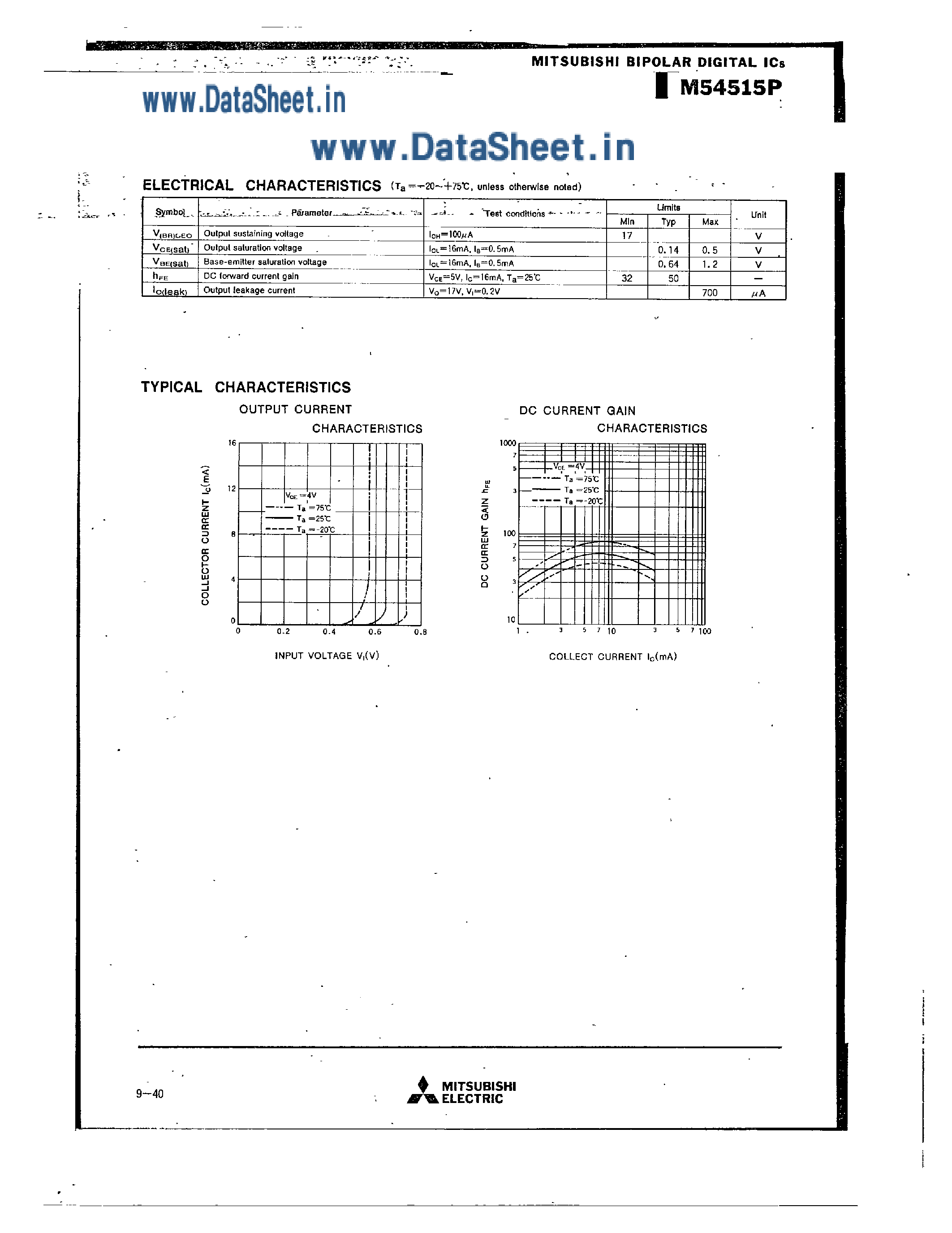 Даташит на микросхему M54515P страница 2 Даташит M54515P - 7-UNIT 16mA TRANSISTOR ARRAY страница 2