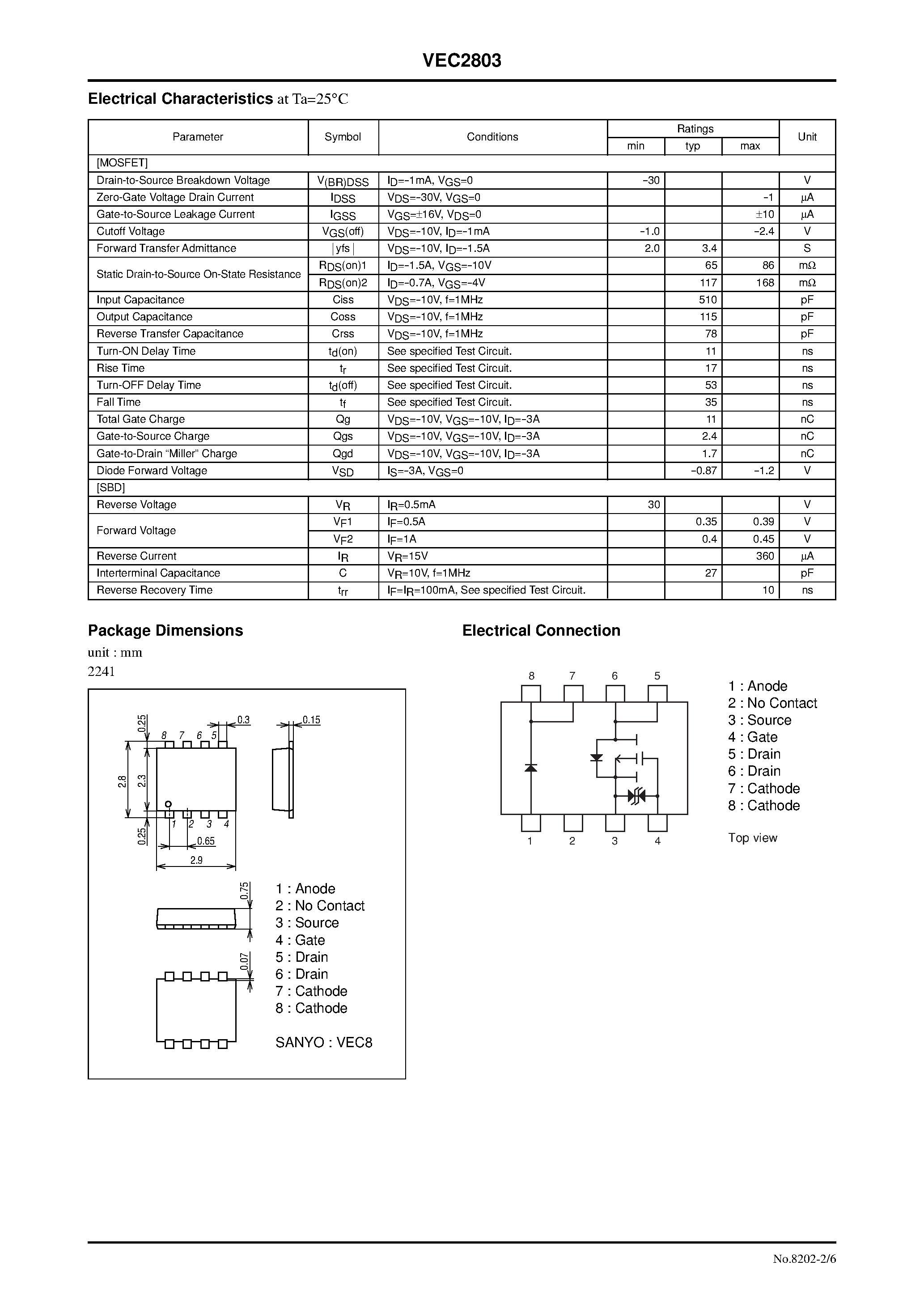 Datasheet VEC2803 - General-Purpose Switching Device Applications page 2