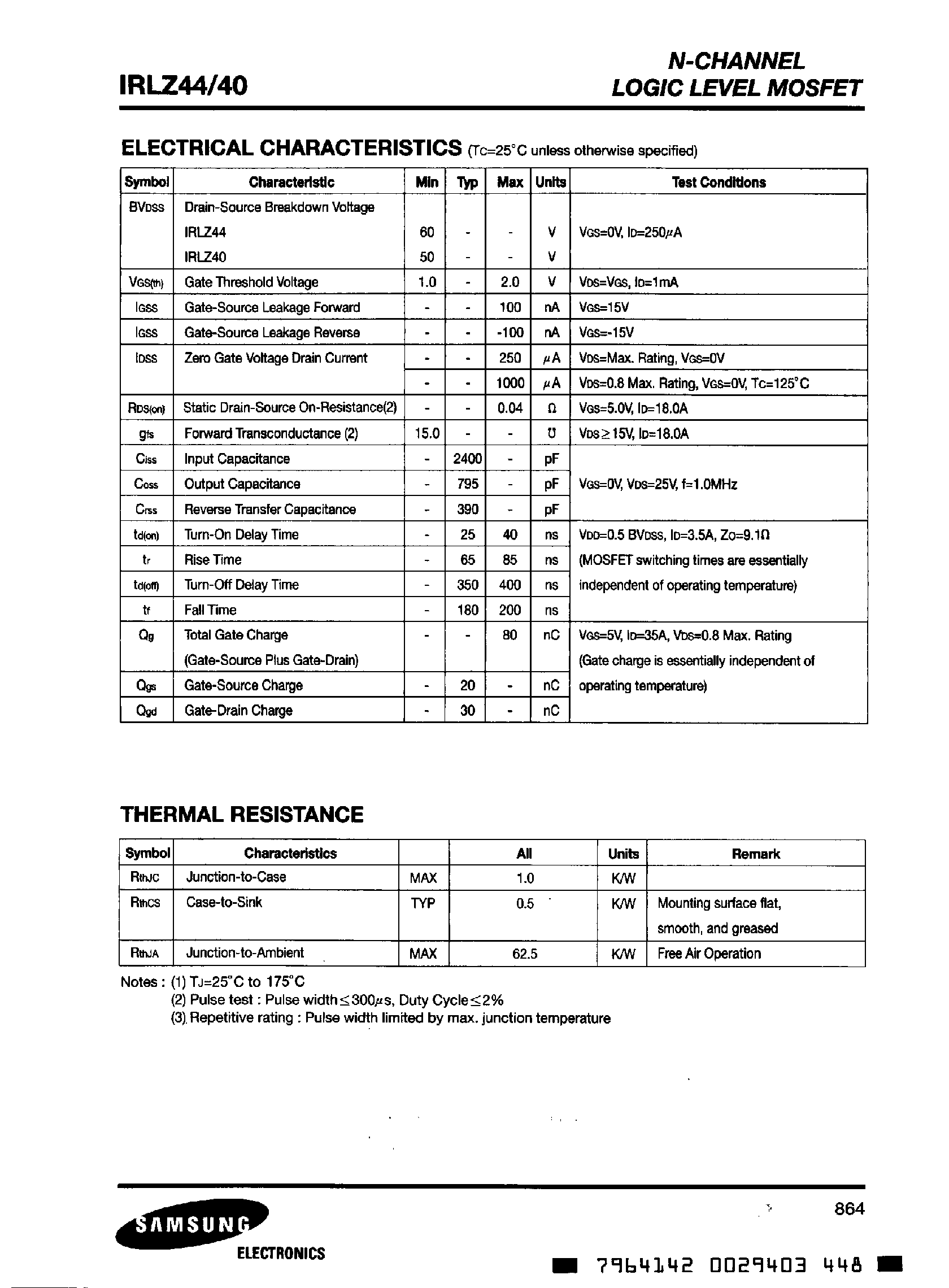 Datasheet IRLZ40 - (IRLZ40 / IRLZ44) N-CHANNEL LOGIC LEVEL MOSFET page 2