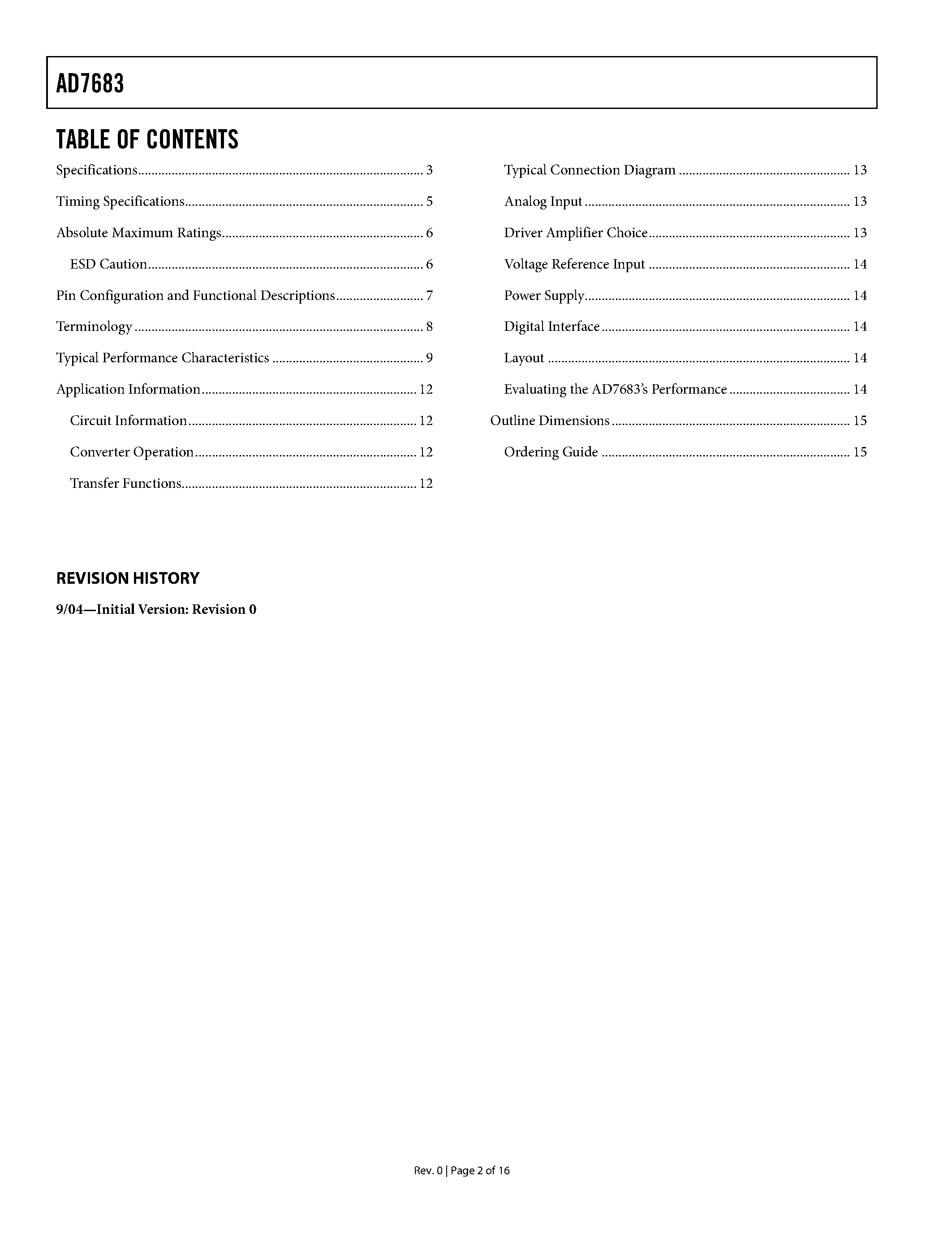 Datasheet AD7683 - 16-Bit / 100 kSPS PulSAR ADC in MSOP/QFN page 2