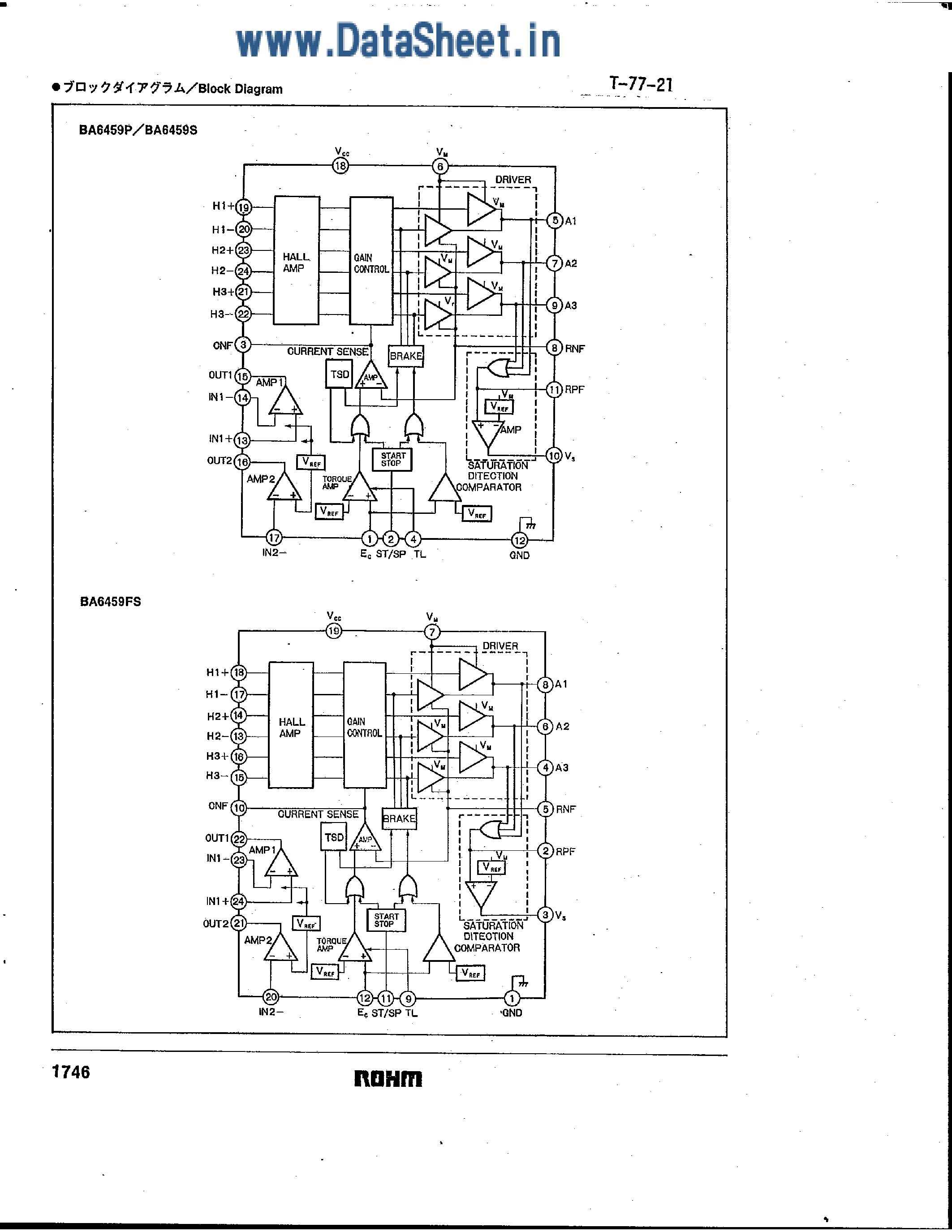 Datasheet BA6459 page 2 Datasheet BA6459 - 3-PHASS DD MOTOR DRIVERS page 2