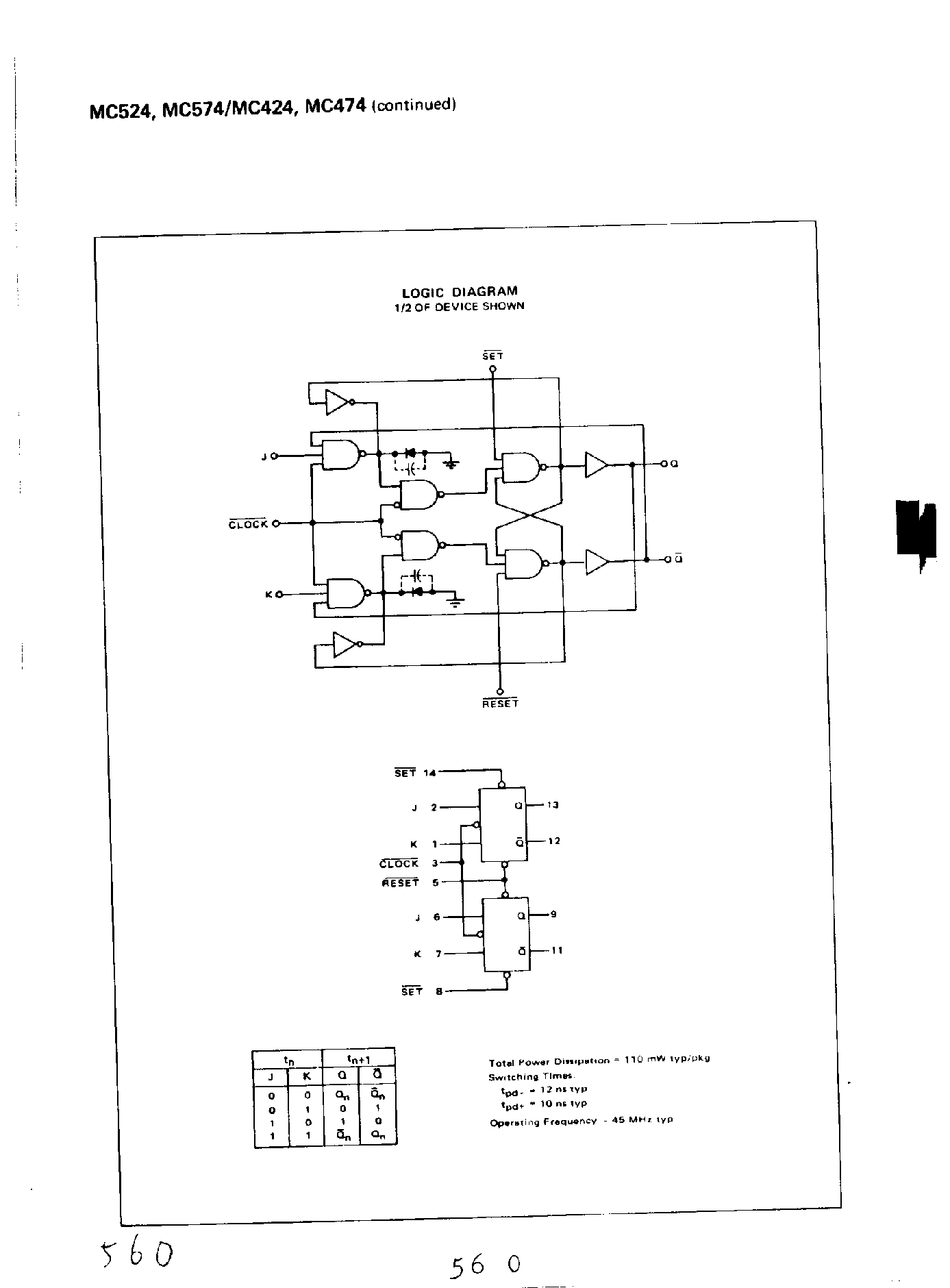 Даташит на микросхему MC424 страница 2 Даташит MC424 - (MC424 / MC474 / MC524 / MC574) DUAL J-K FLIP-FLOP страница 2