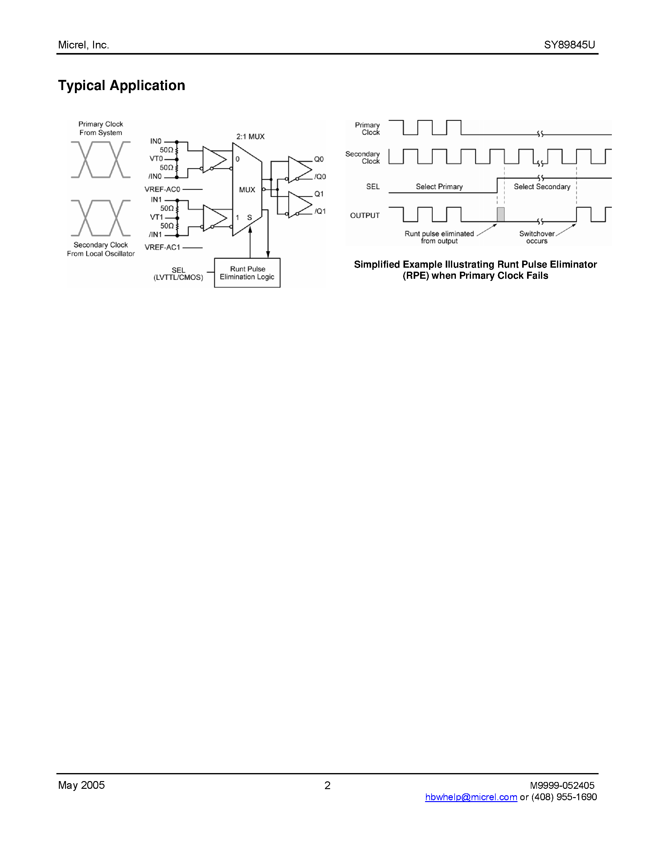 Datasheet SY89845U - PRECISION CML RUNT PULSE ELIMINATOR 2:1 MUX page 2
