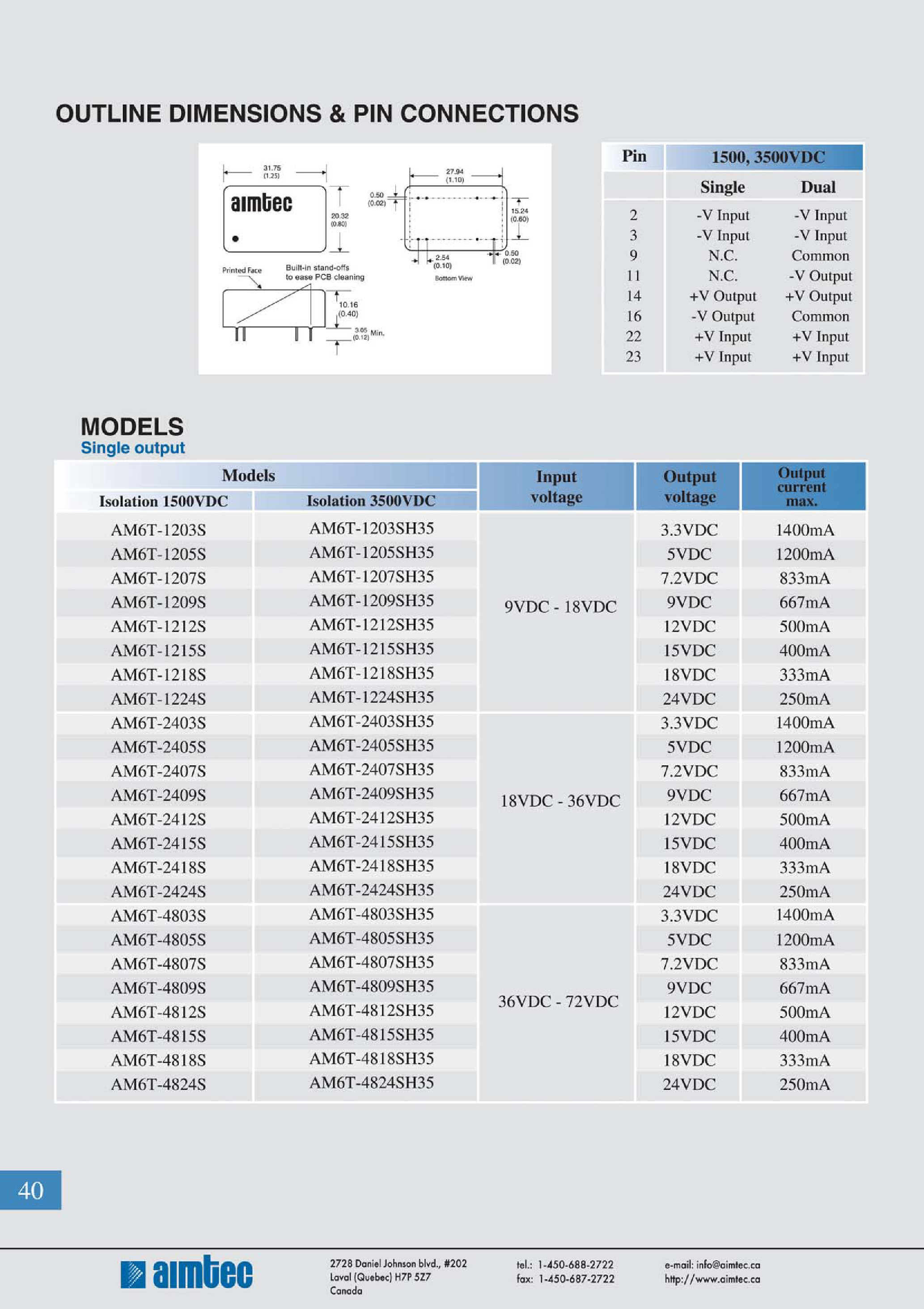 Datasheet AM6T - 6 watt dc-dc converters page 2