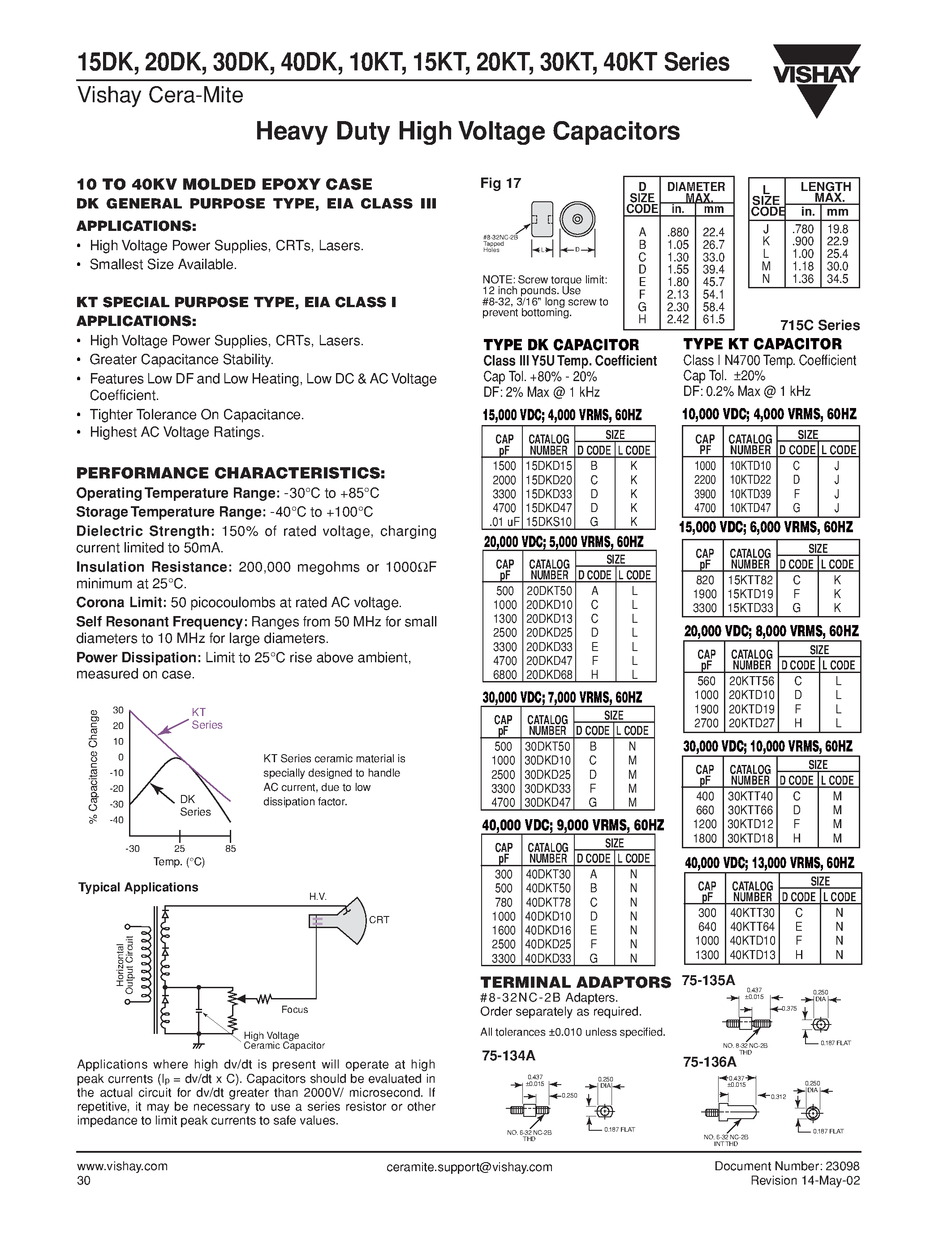 Datasheet 20KTxxx page 1 Datasheet 20KTxxx - Heavy Duty High Voltage Capacitors page 1
