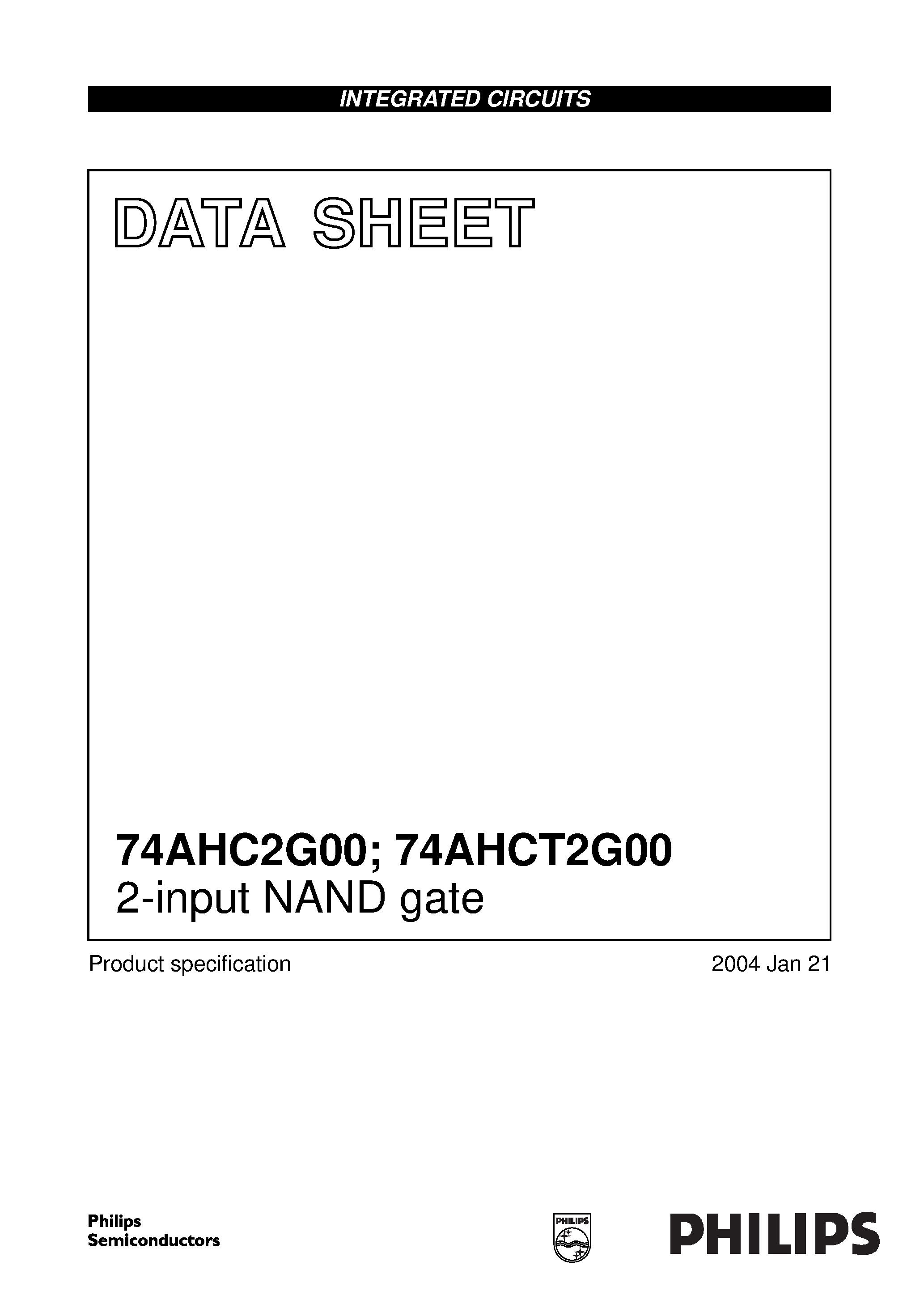 Datasheet 74AHC2G00 - The 74AHC2G/AHCT2G00 is a high-speed Si-gate CMOS device page 1