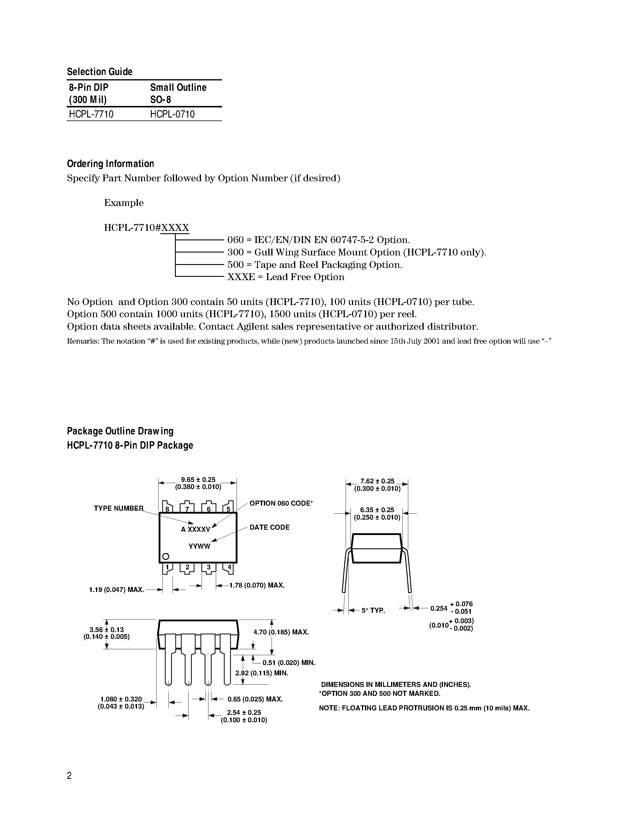Даташит HCPL-7710 - 40 ns Propagation Delay / CMOS Optocoupler страница 2