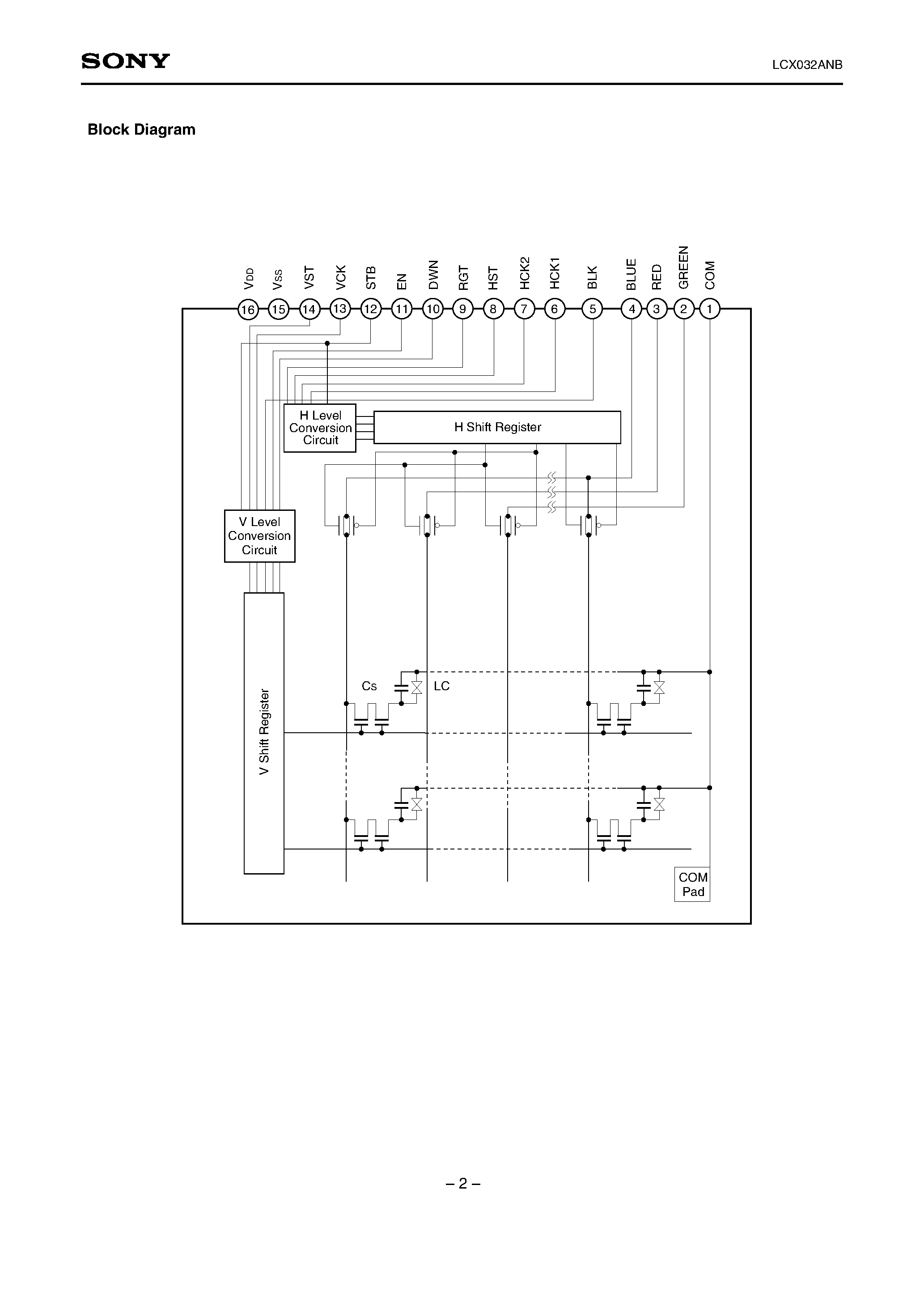 Datasheet LCX032ANB page 2 Datasheet LCX032ANB - 1.1cm (0.44 Type) NTSC/PAL Color LCD Panel page 2