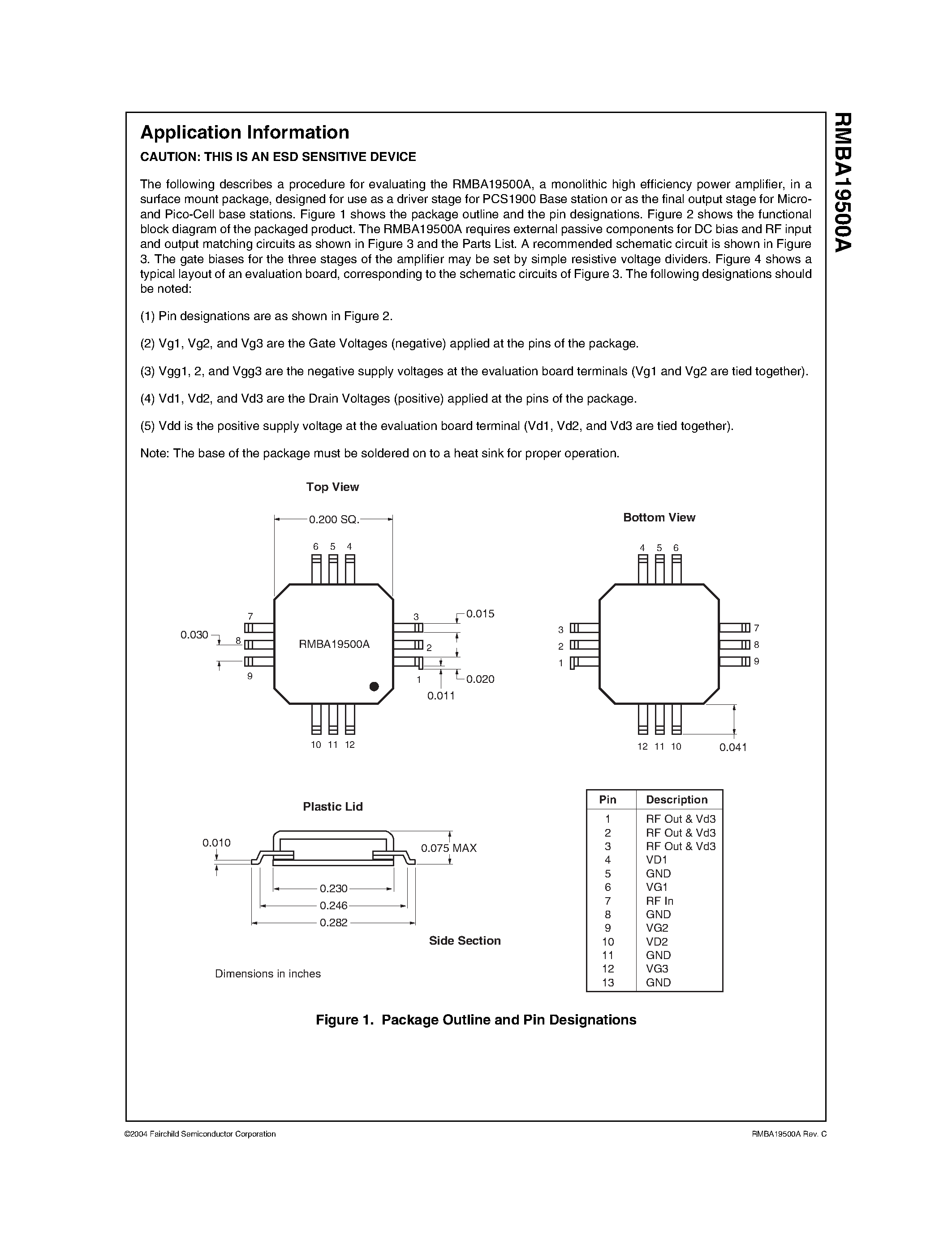 Datasheet RMBA19500A page 2 Datasheet RMBA19500A - PCS1900 2 Watt GaAs MMIC Power Amplifier page 2