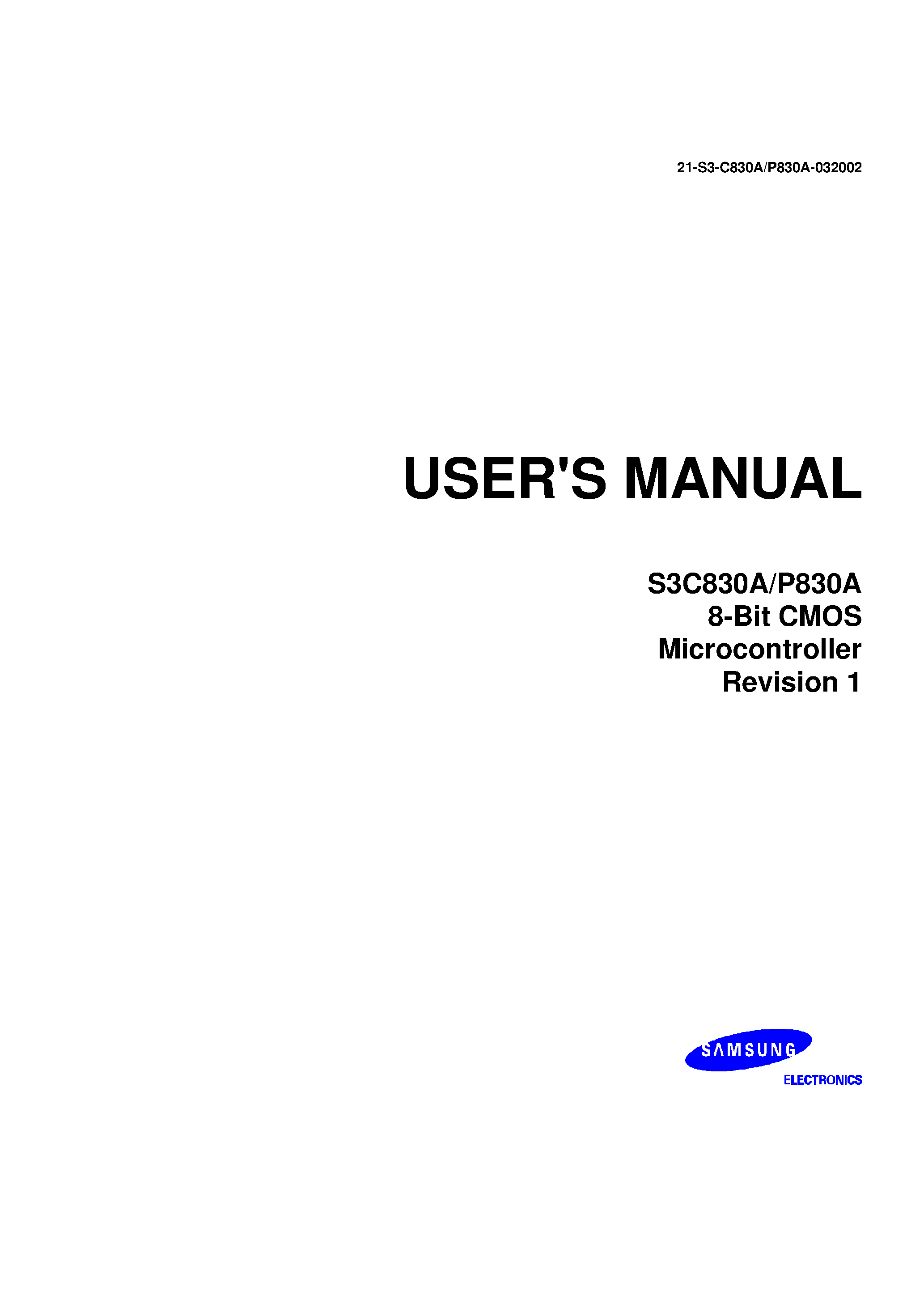 Даташит S3P830A - 8-Bit CMOS Microcontroller страница 1