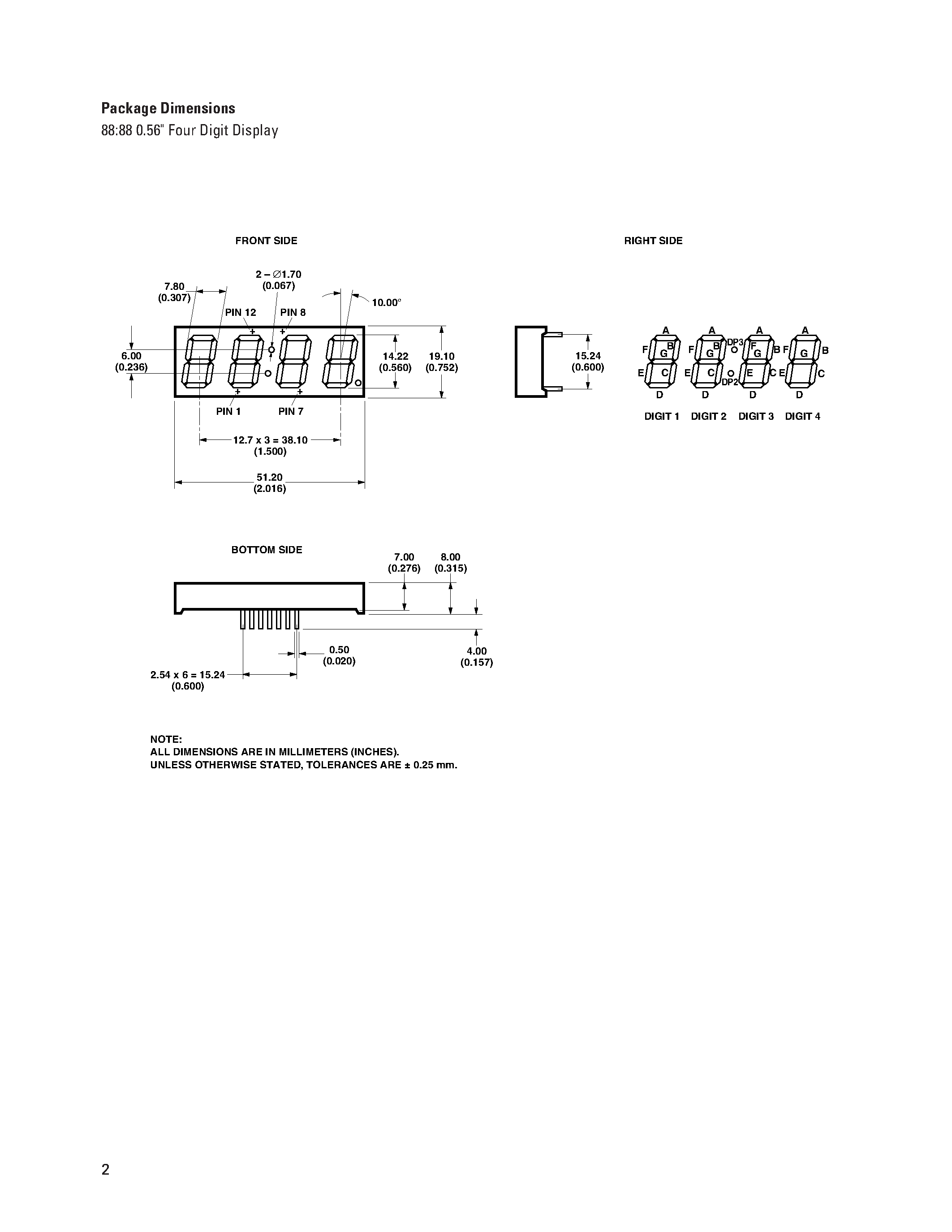 Datasheet HDSP-Bxxx page 2 Datasheet HDSP-Bxxx - 18:88 and 88:88 0.56 Four Digit GaP HER Seven Segment Display page 2