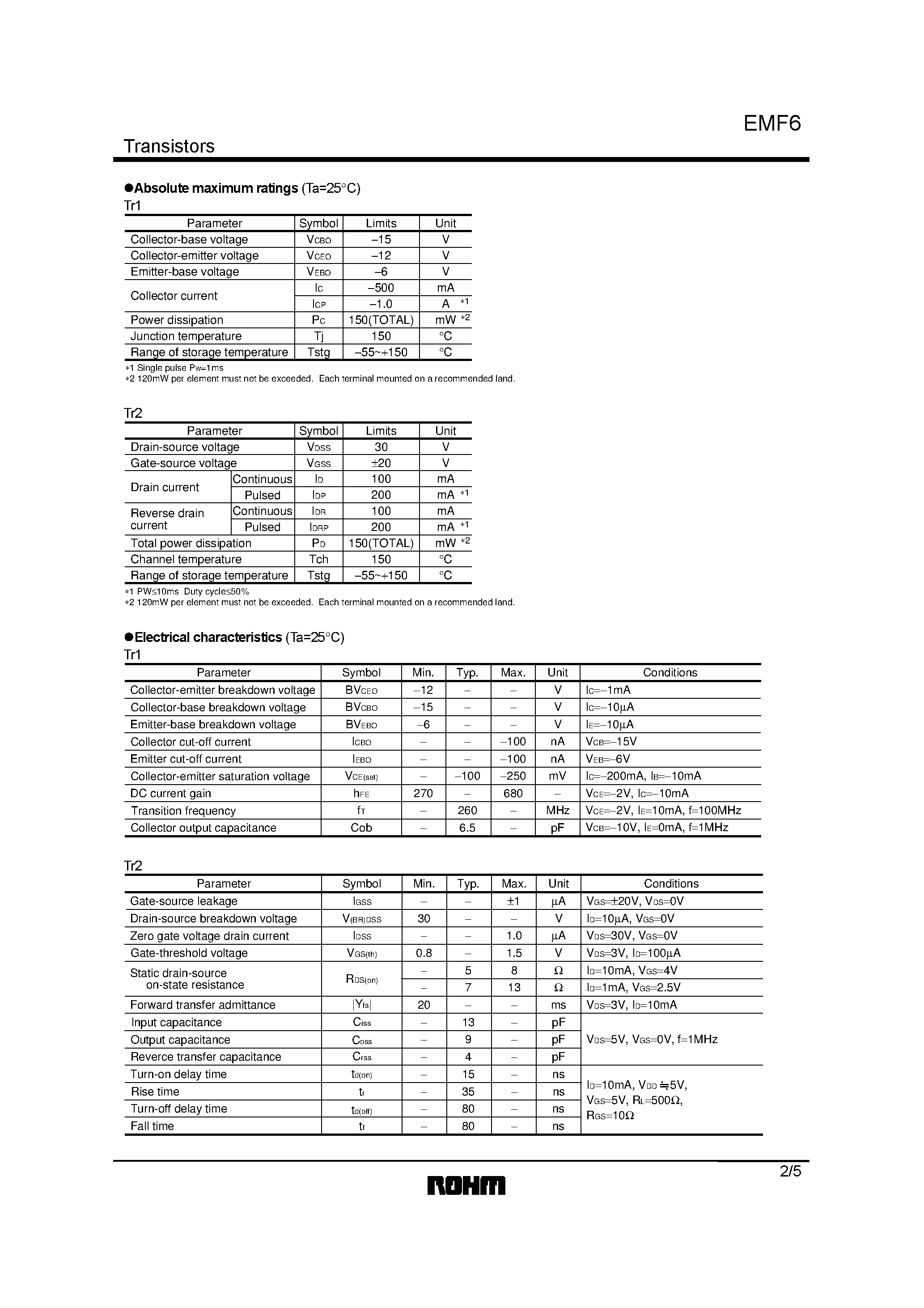 Даташит EMF6 - Power management (dual transistors) страница 2