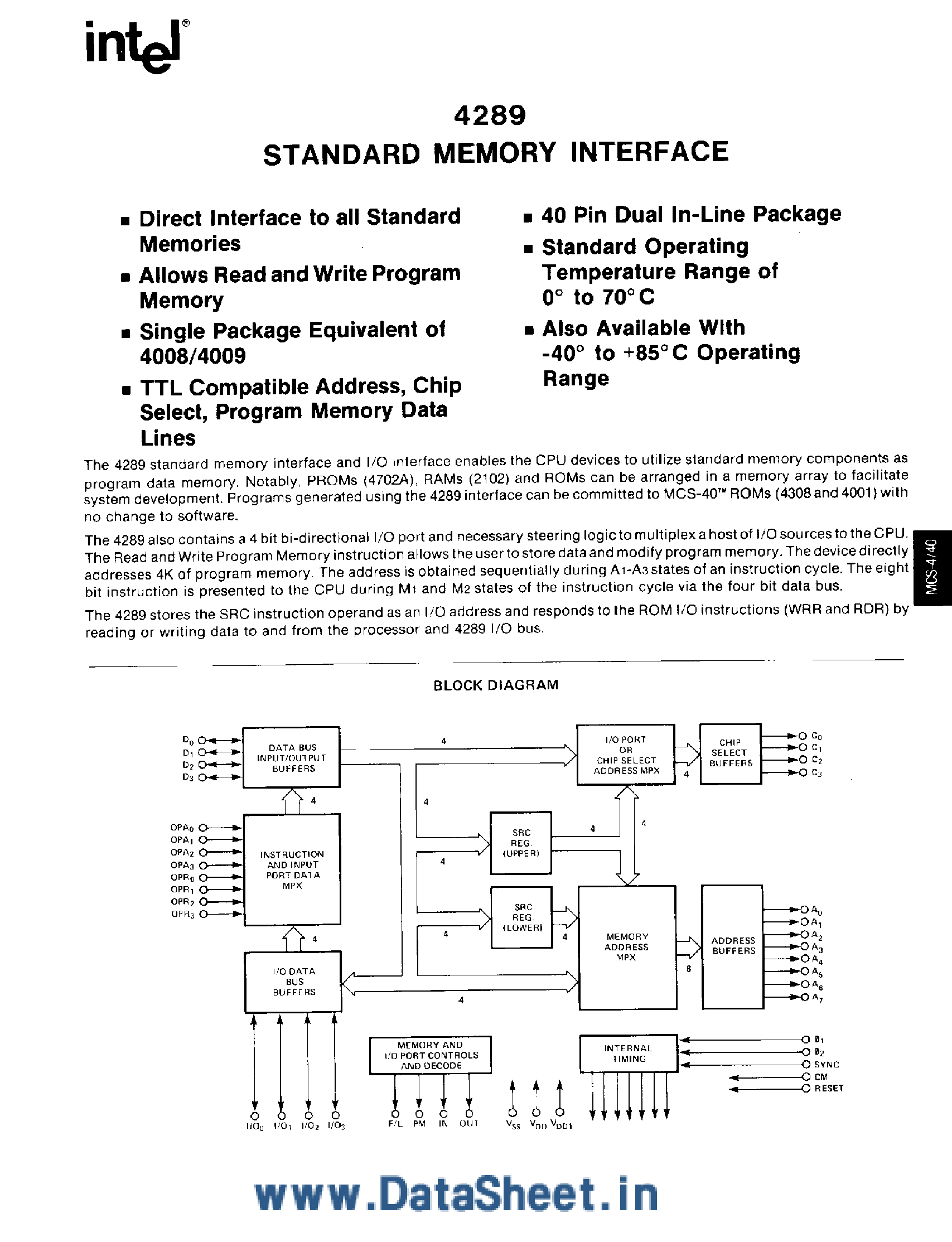 Даташит D4289 - Standard Memory Interface страница 1