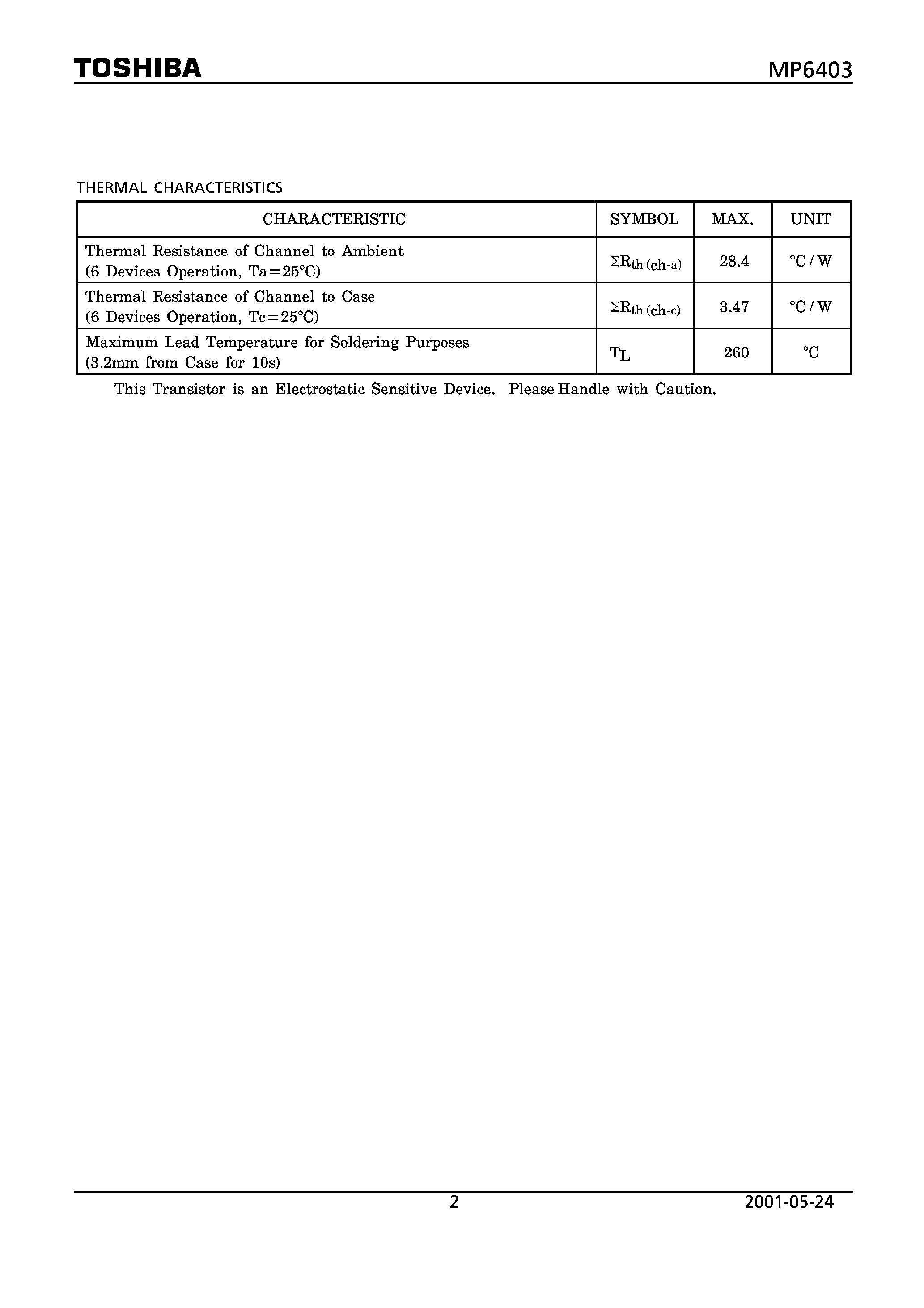Datasheet MP6403 - HIGH POWER SWITCHING APPLICATION 3 PHASE MOTOR AND BIPOLAR DRIVE OF PULSE MOTOR page 2