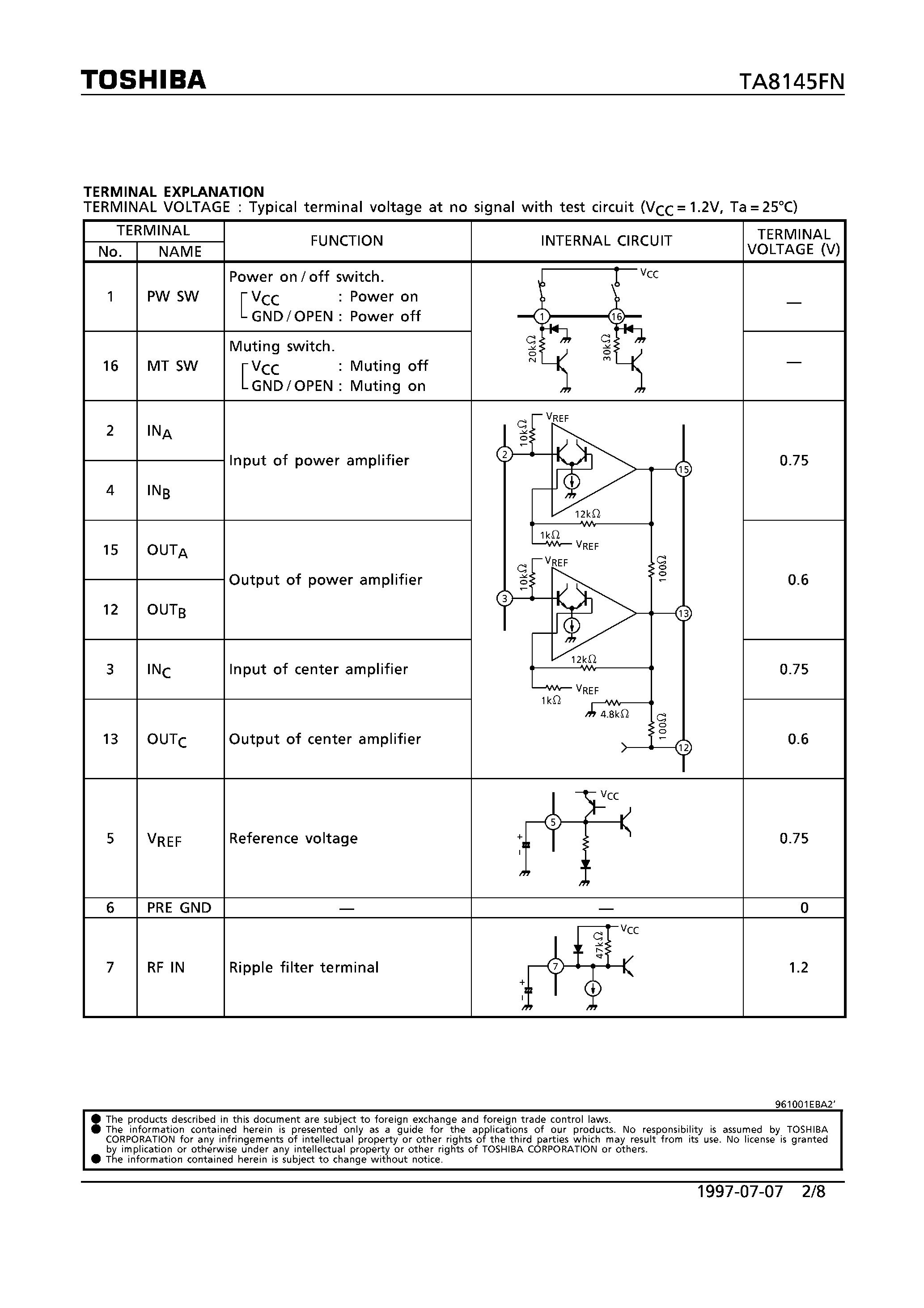 Datasheet TA8145FN - STEREO HEADPHONE AMPLIFIER (1.5V USE) page 2