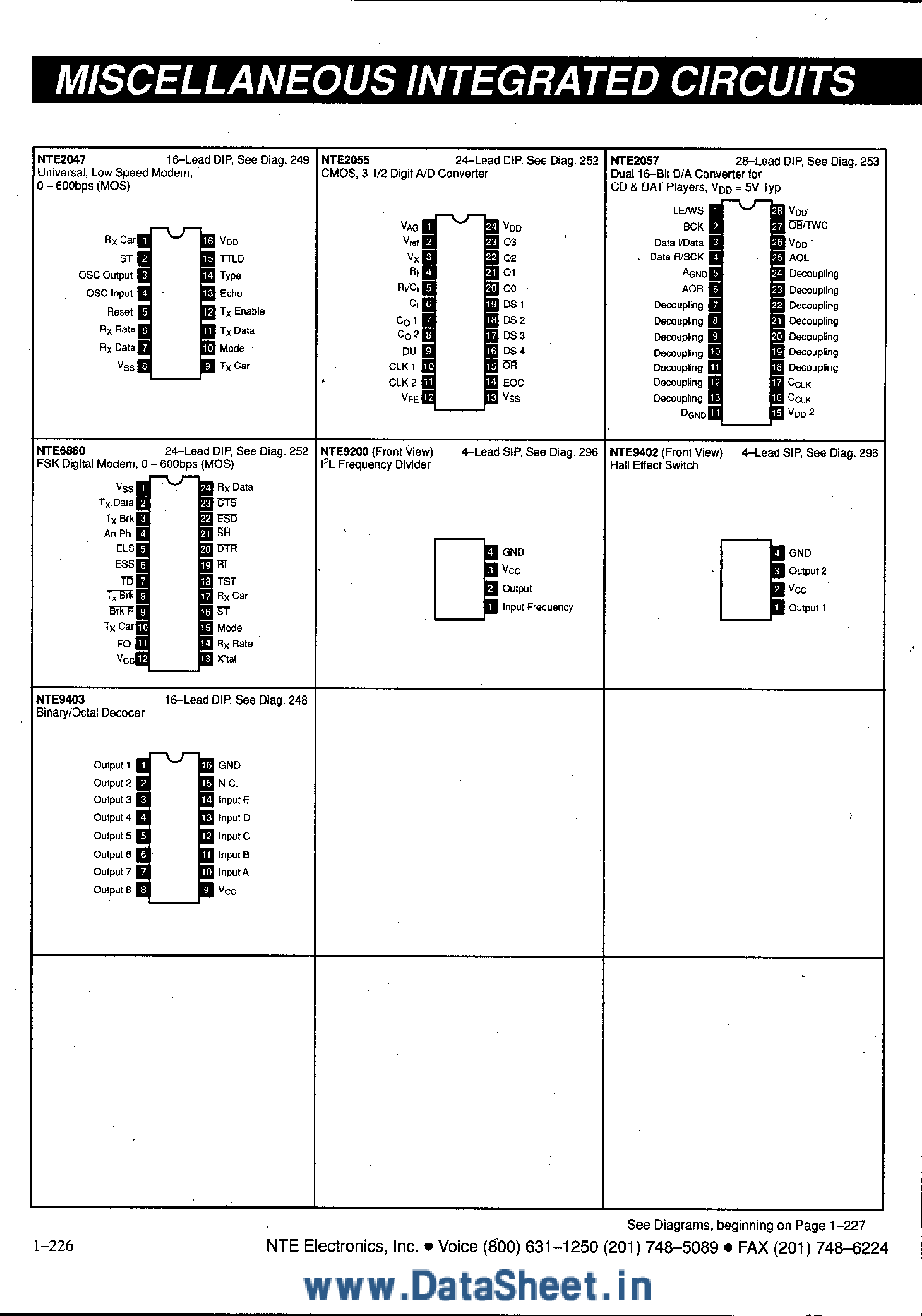 Datasheet NTE9200 - 4-Lead SIP / Frequency Divider page 1