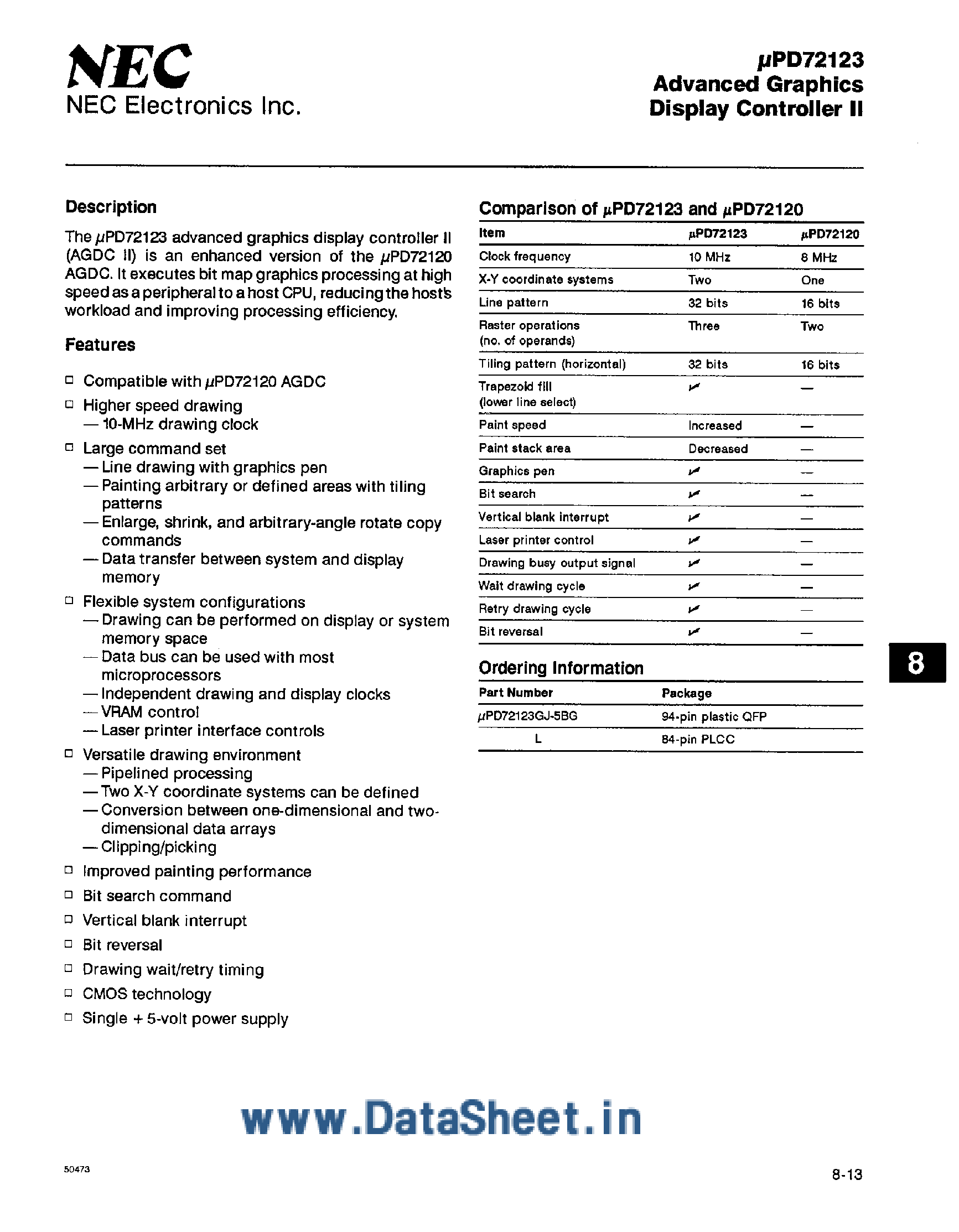 Datasheet UPD72123 - Advanced Graphics Display Controller II page 1