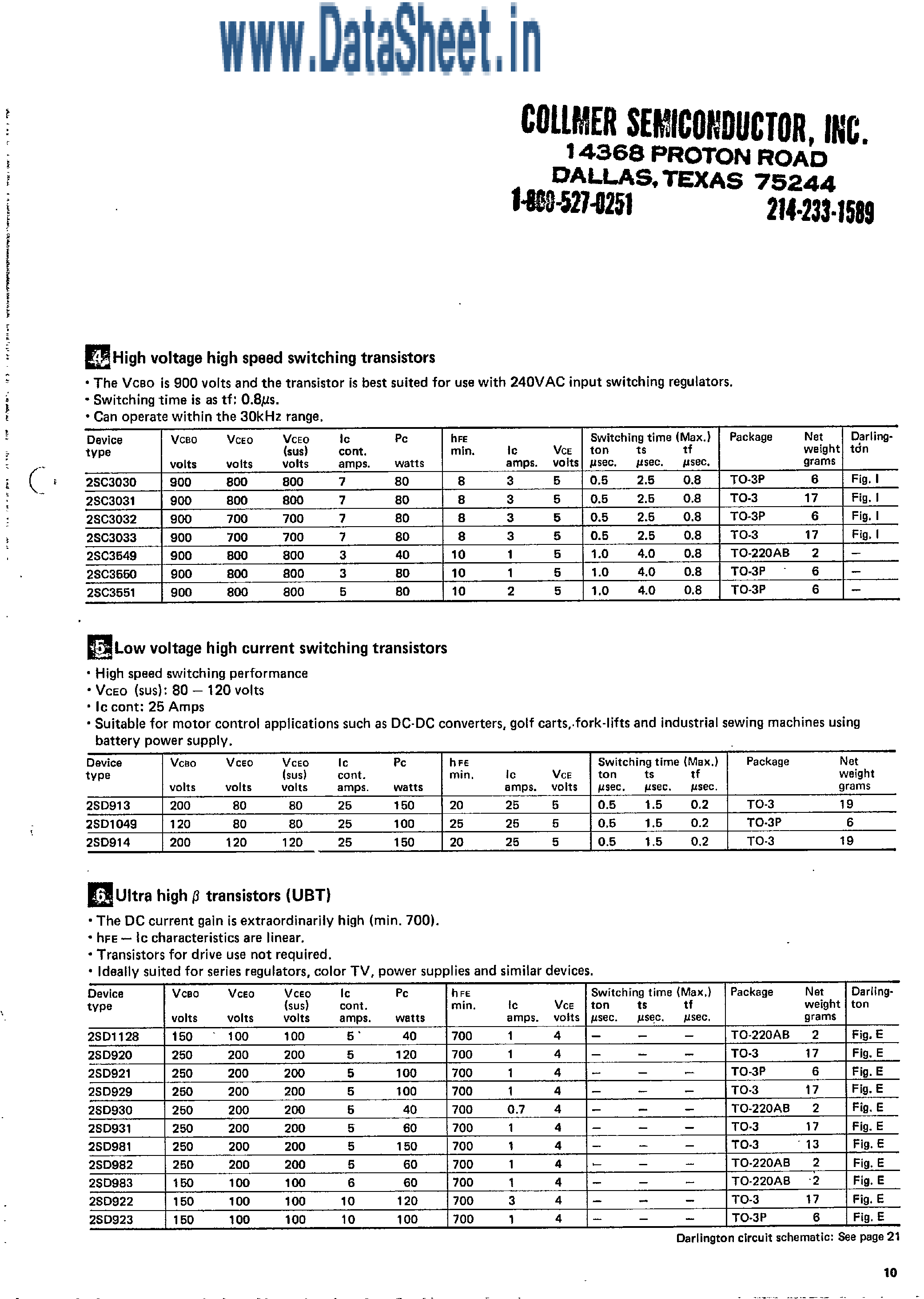 Даташит 2SD796 - High Speed Switching Transistors страница 2