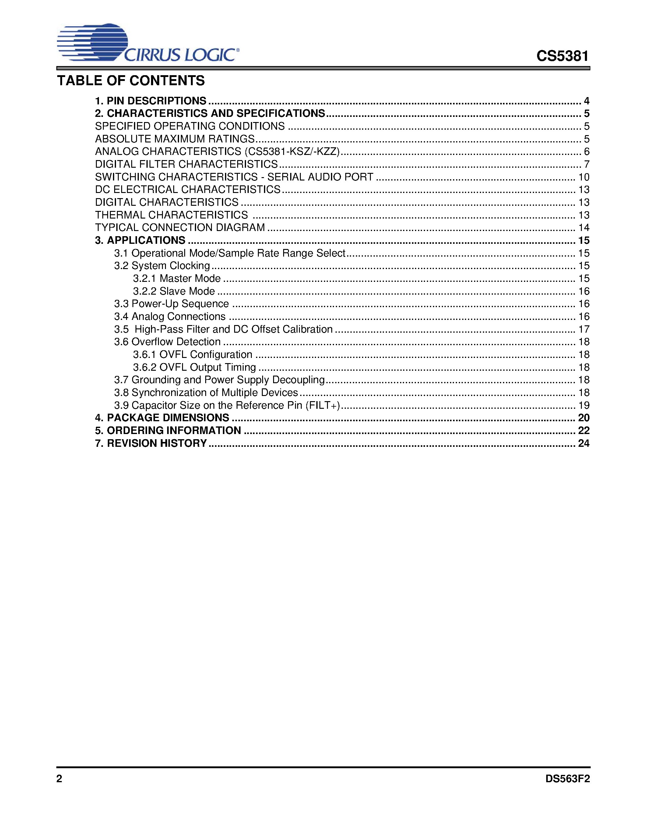 Datasheet CDB5381 - Multi-Bit Audio A/D Converter page 2