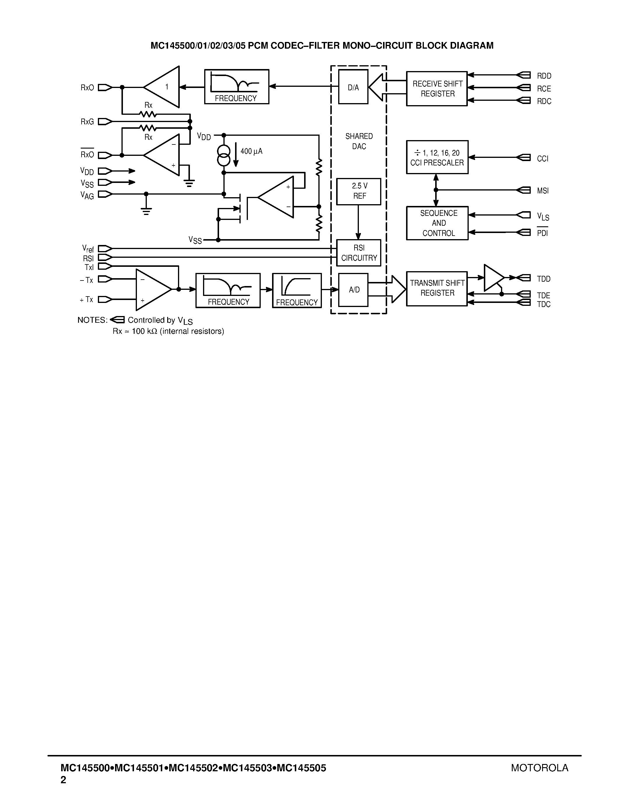 Datasheet MC145500 - (MC145500 - MC145505) PCM Codec-Filter Mono-Circuit page 2
