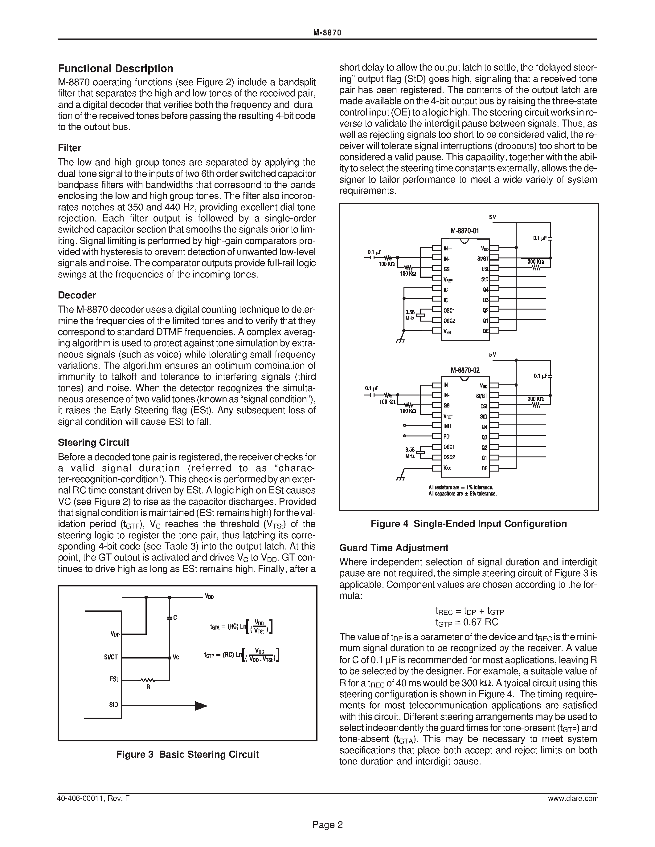 Даташит M-8870 - DTMF Receiver страница 2