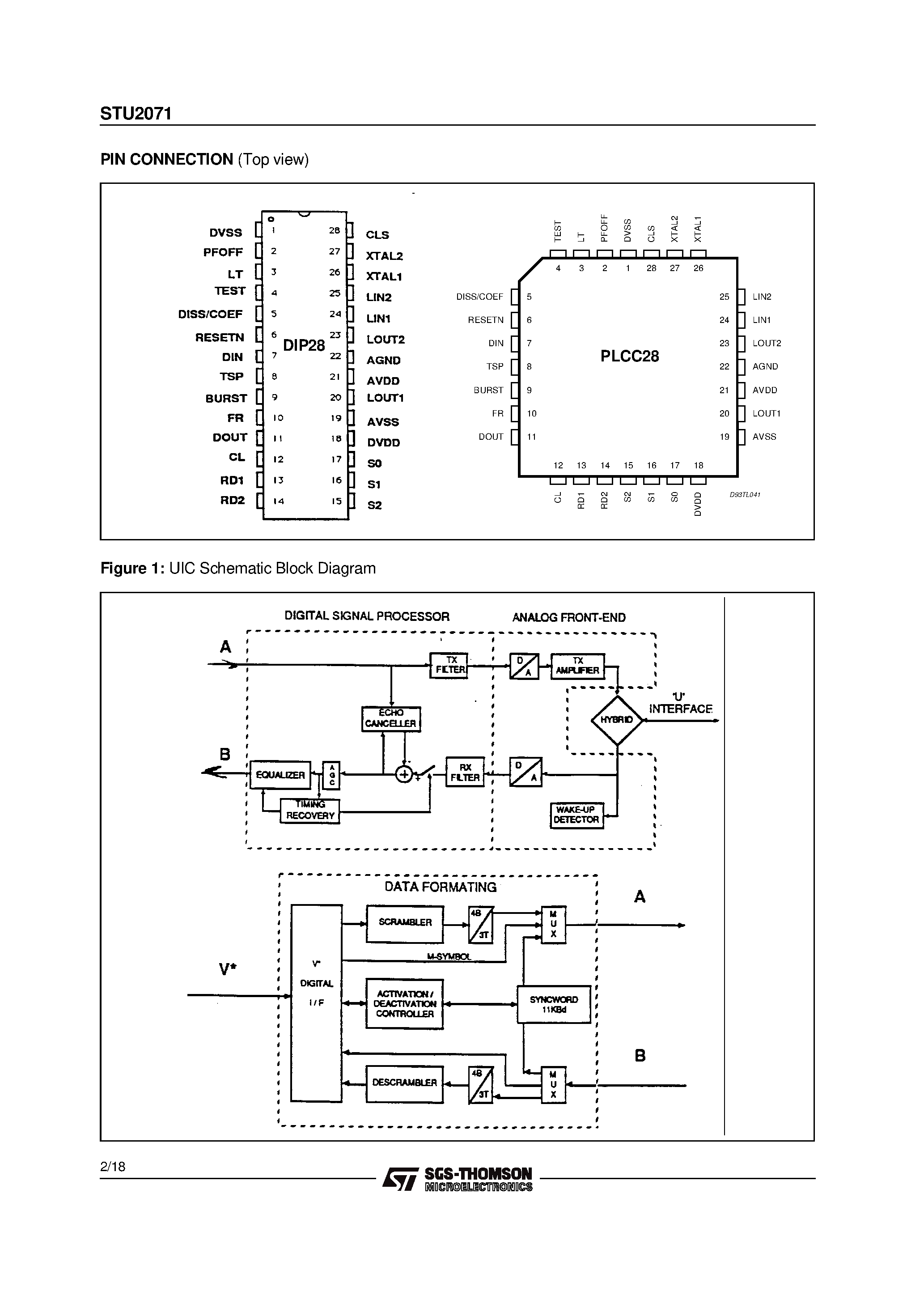 Даташит на микросхему STU2071 страница 2 Даташит STU2071 - 4B3T U INTERFACE CIRCUIT страница 2
