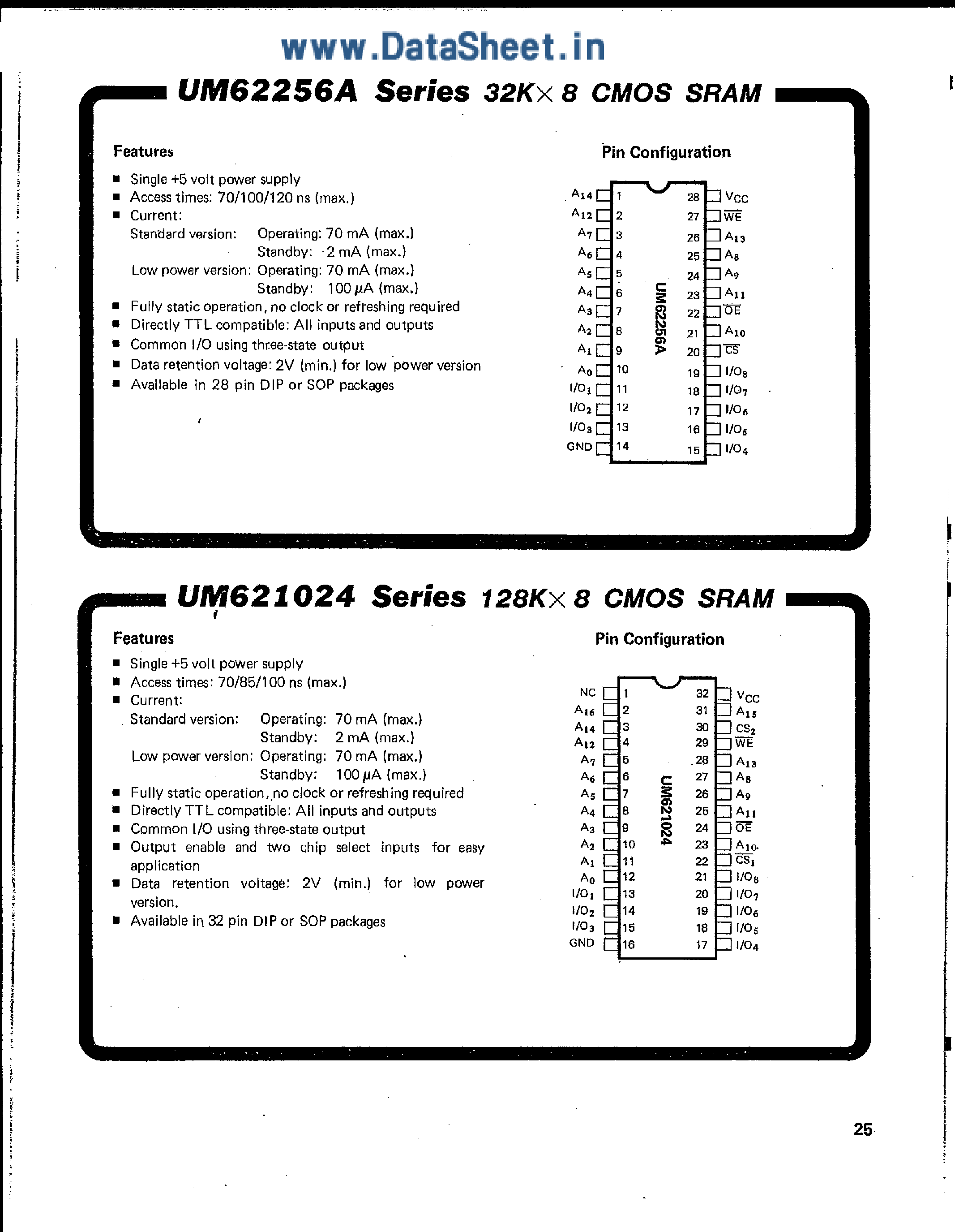 Даташит UM621024 - 128K x 8 CMOS SRAM страница 1