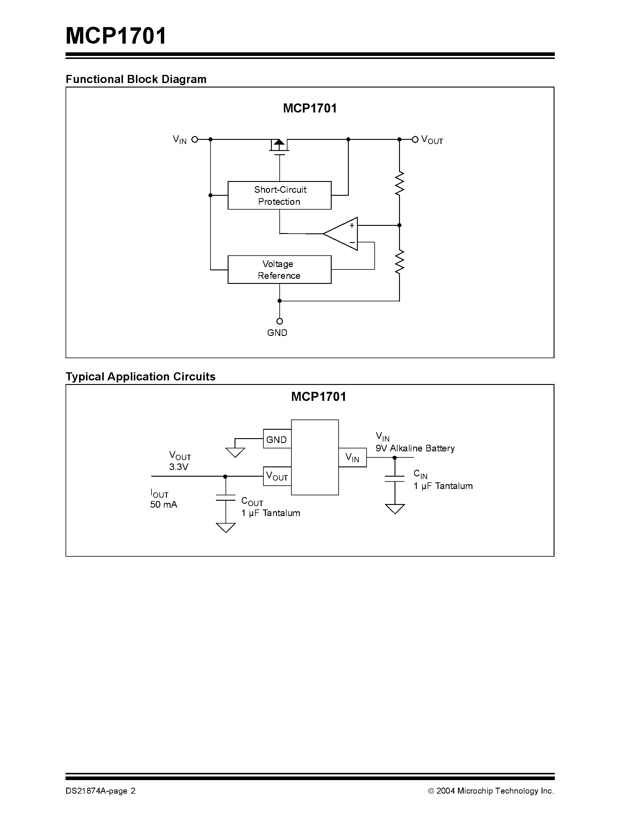 Даташит на микросхему MCP1701 страница 2 Даташит MCP1701 - 2 uA Low Dropout Positive Voltage Regulator страница 2