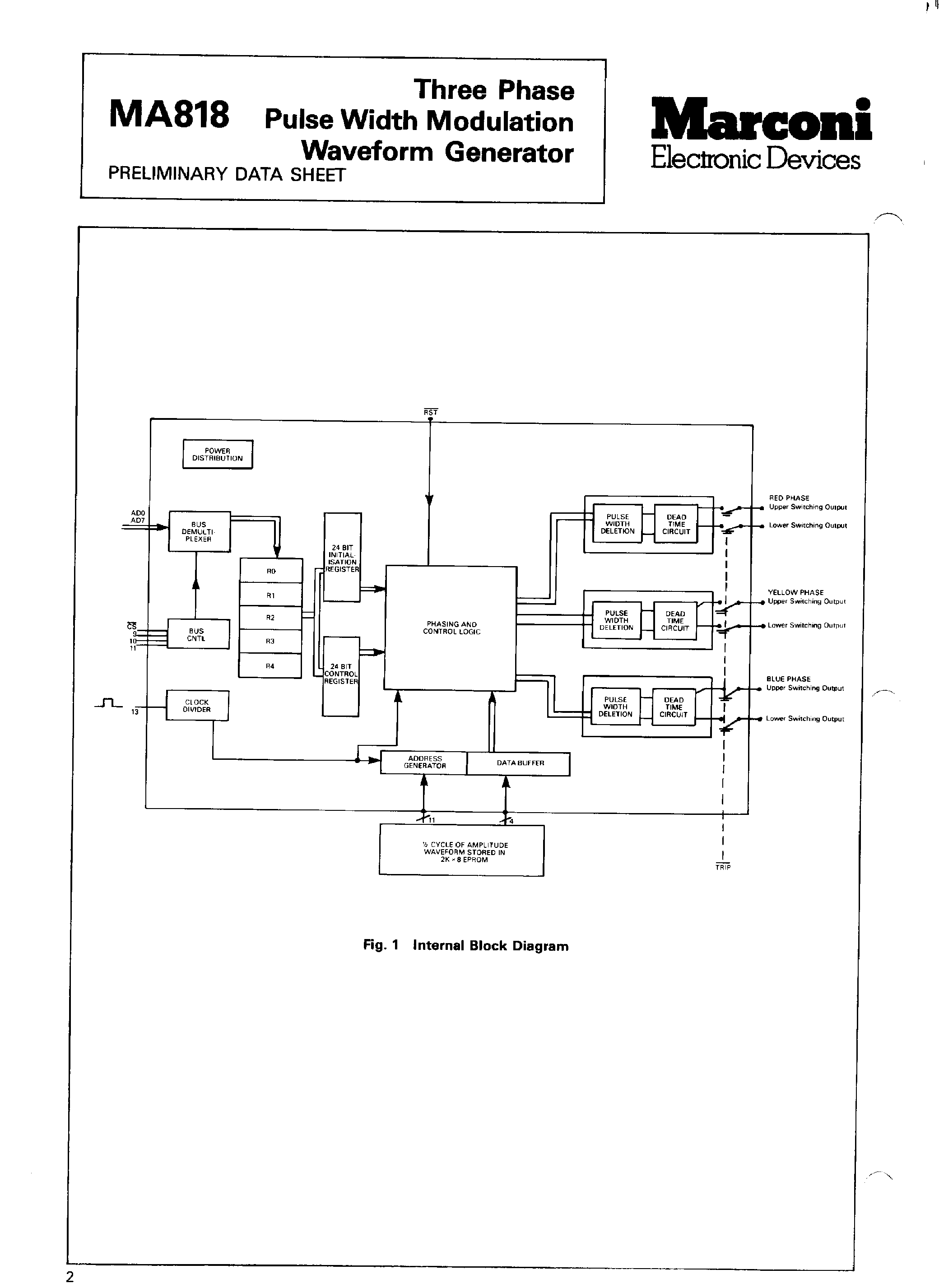 Datasheet MA818 - 3 Phase / Pulse Width Modulation Waveform Generator page 2