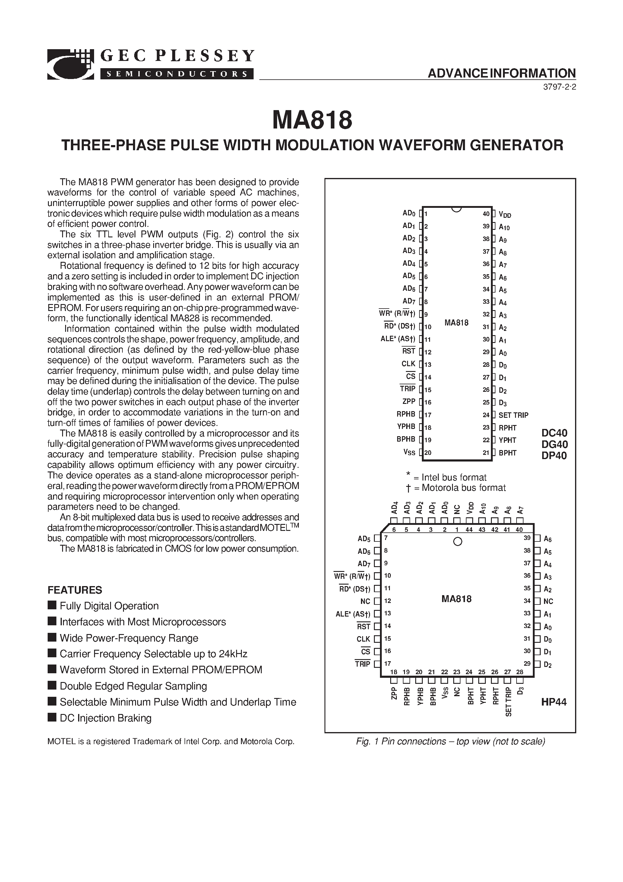 Datasheet MA818 - 3 Phase / Pulse Width Modulation Waveform Generator page 2