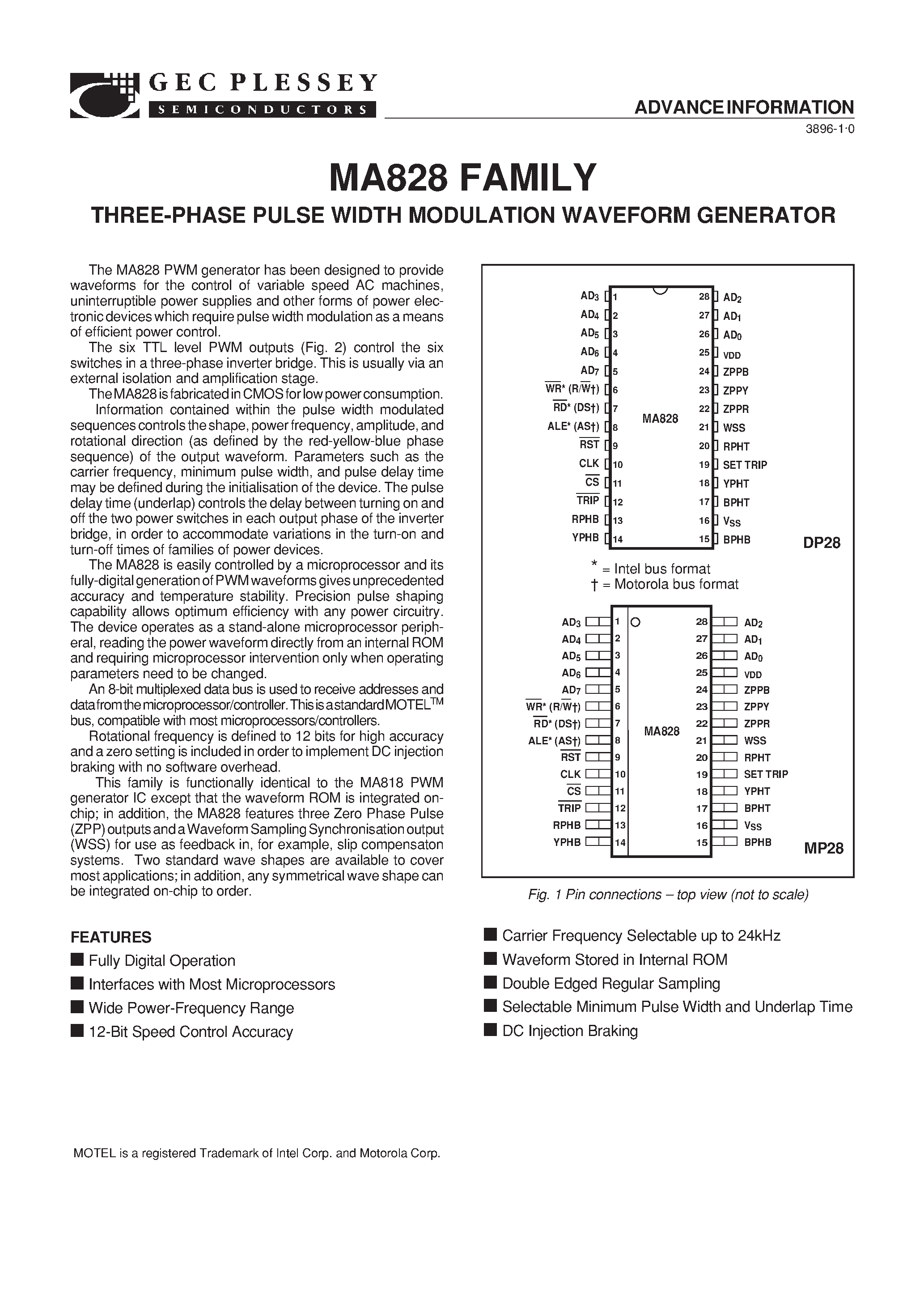 Datasheet MA828 - 3 Phase / Pulse Width Modulation Waveform Generator page 2