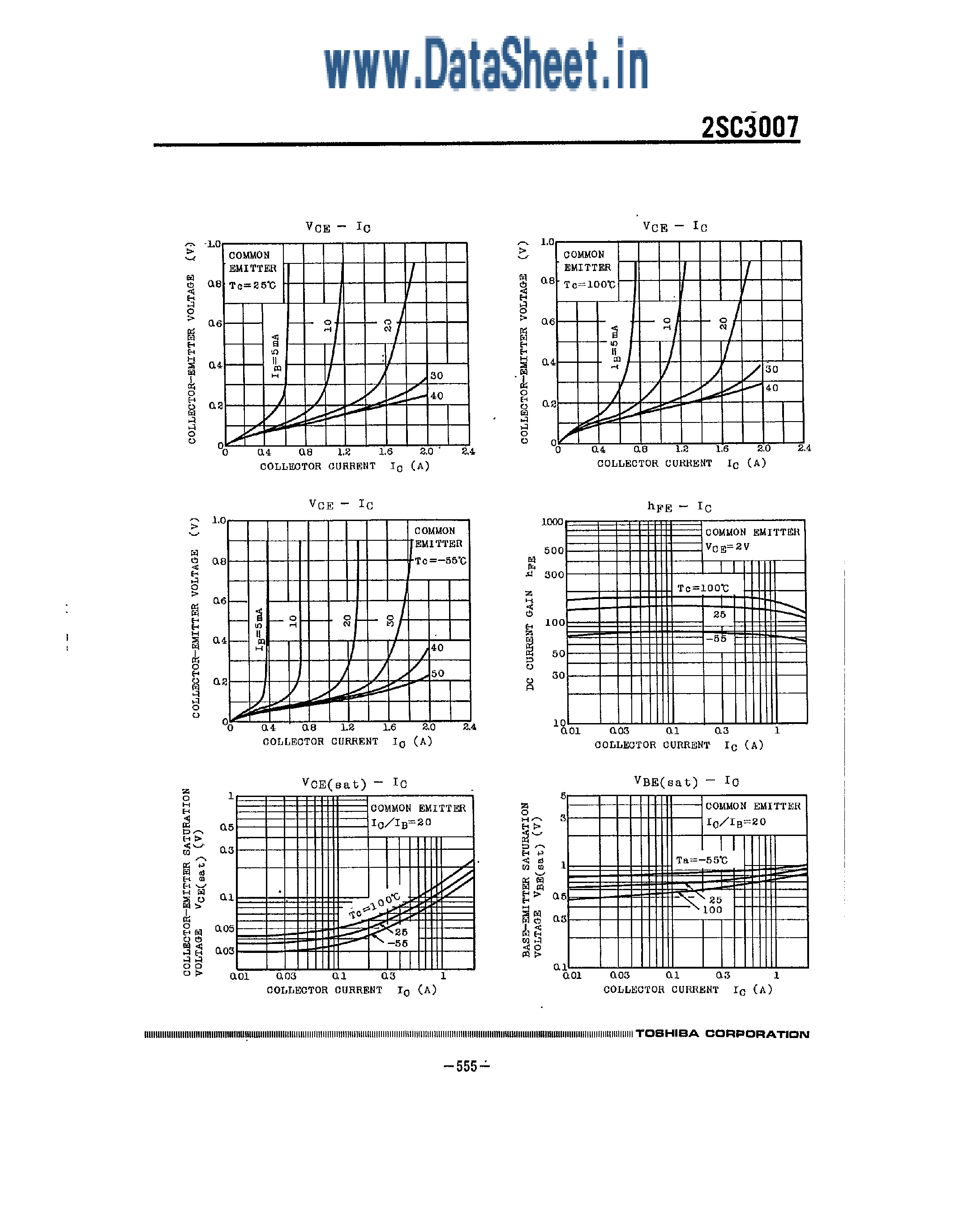 Datasheet 2SC3007 - High Current Switching Application / High Speed DC-DC Converter Application page 2