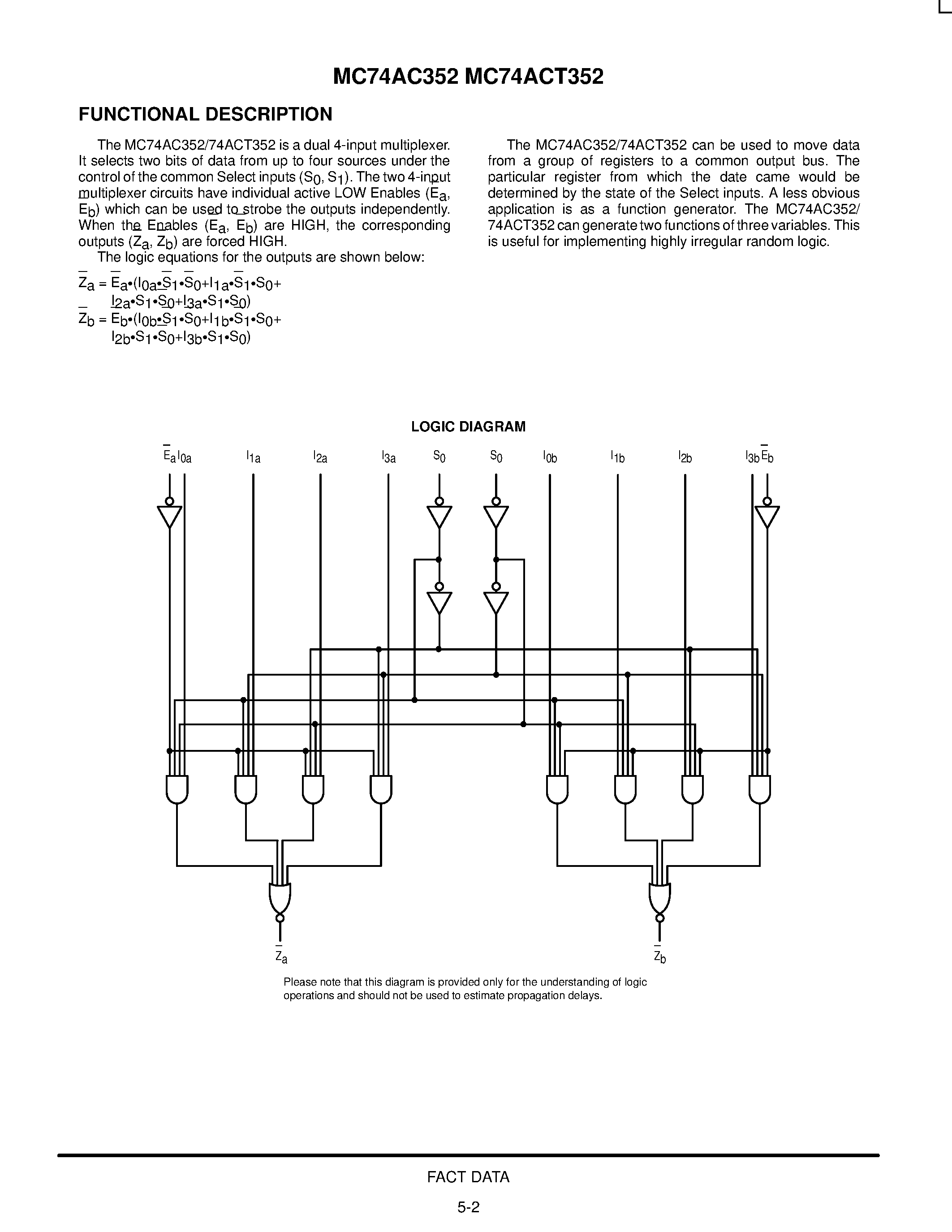 Datasheet MC74AC352 - DUAL 4-INPUT MULTIPLEXER page 2