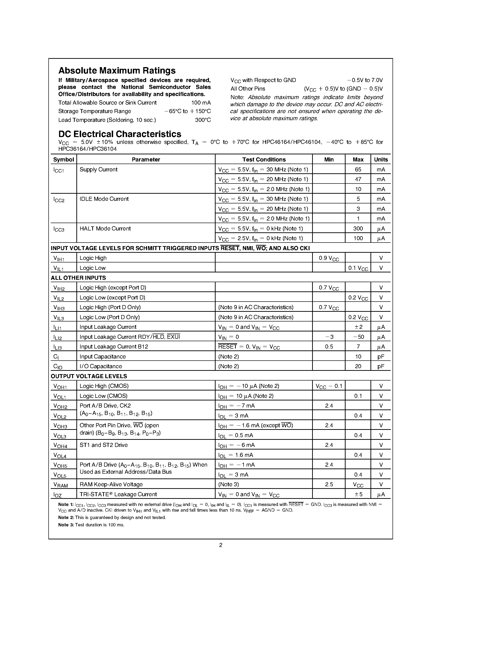 Даташит на микросхему HPC36104 страница 2 Даташит HPC36104 - (HPC46164 / HPC36164 / HPC46104 / HPC36104) High-Performance microController with A/D страница 2