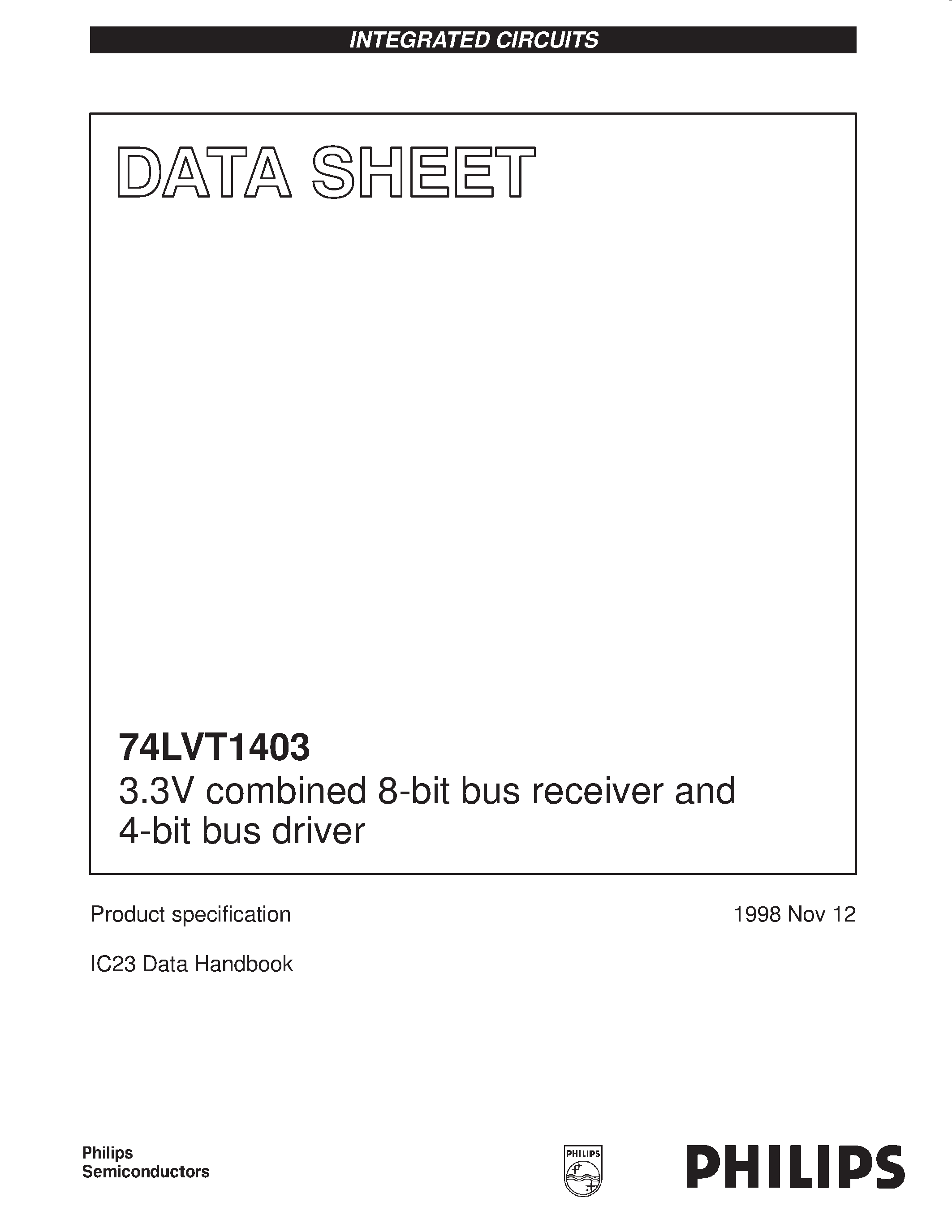 Даташит 74LVT1403 - 3.3V combined 8-bit bus receiver and 4-bit bus driver страница 1