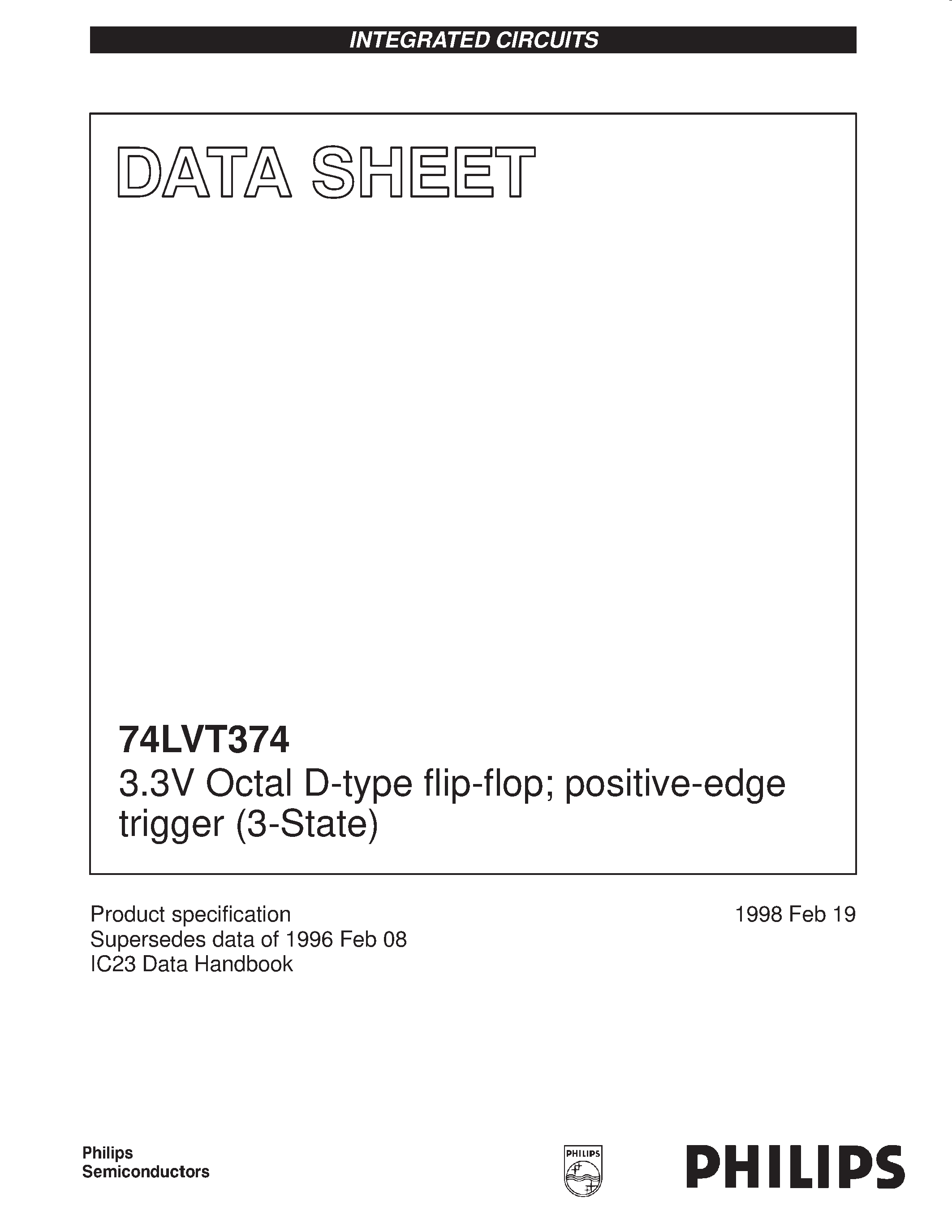 Datasheet 74LVT374 - 3.3V Octal D-type flip-flop positive-edge trigger 3-State page 1