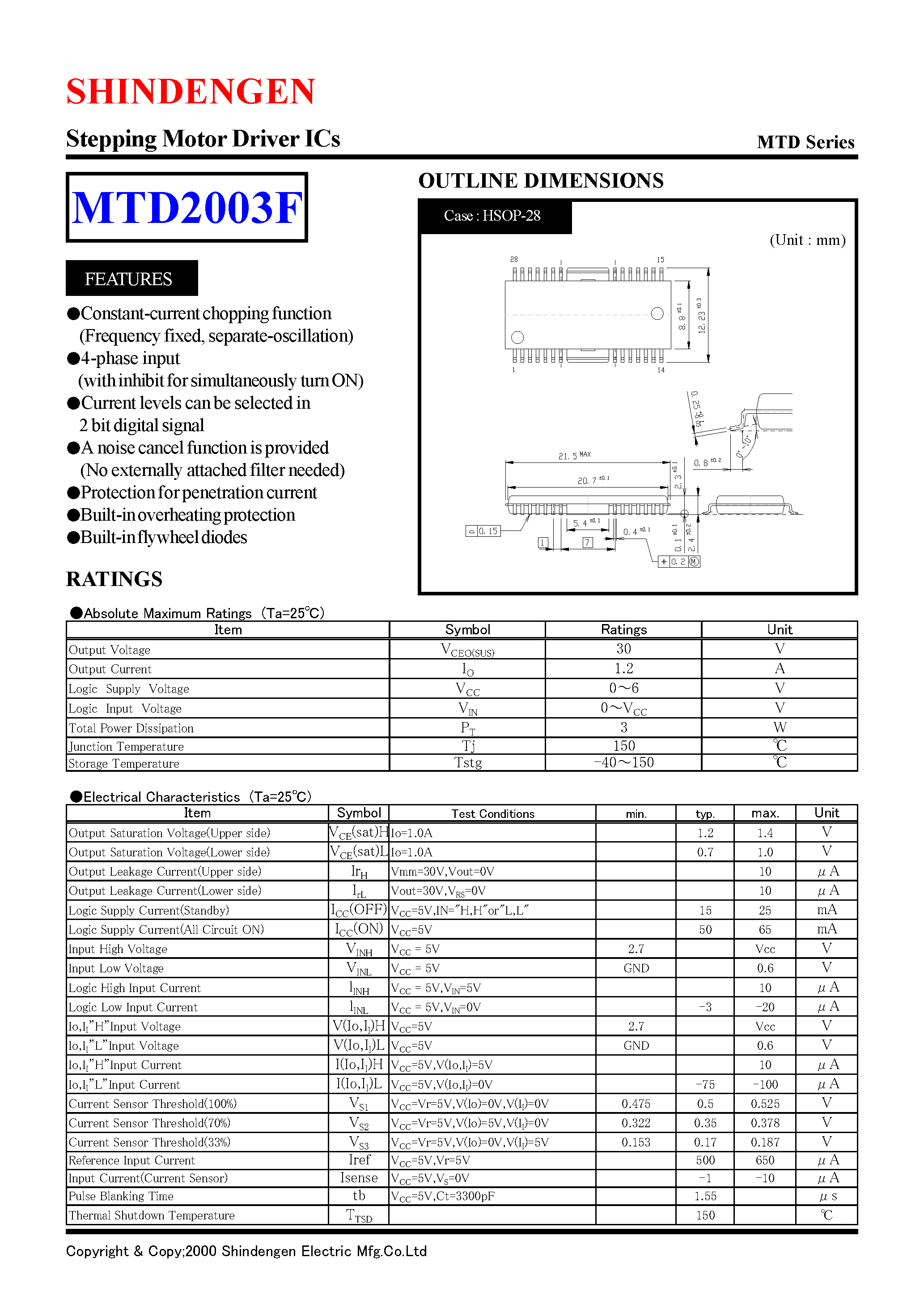 Даташит MTD2003F - Stepping Motor Driver ICs страница 1