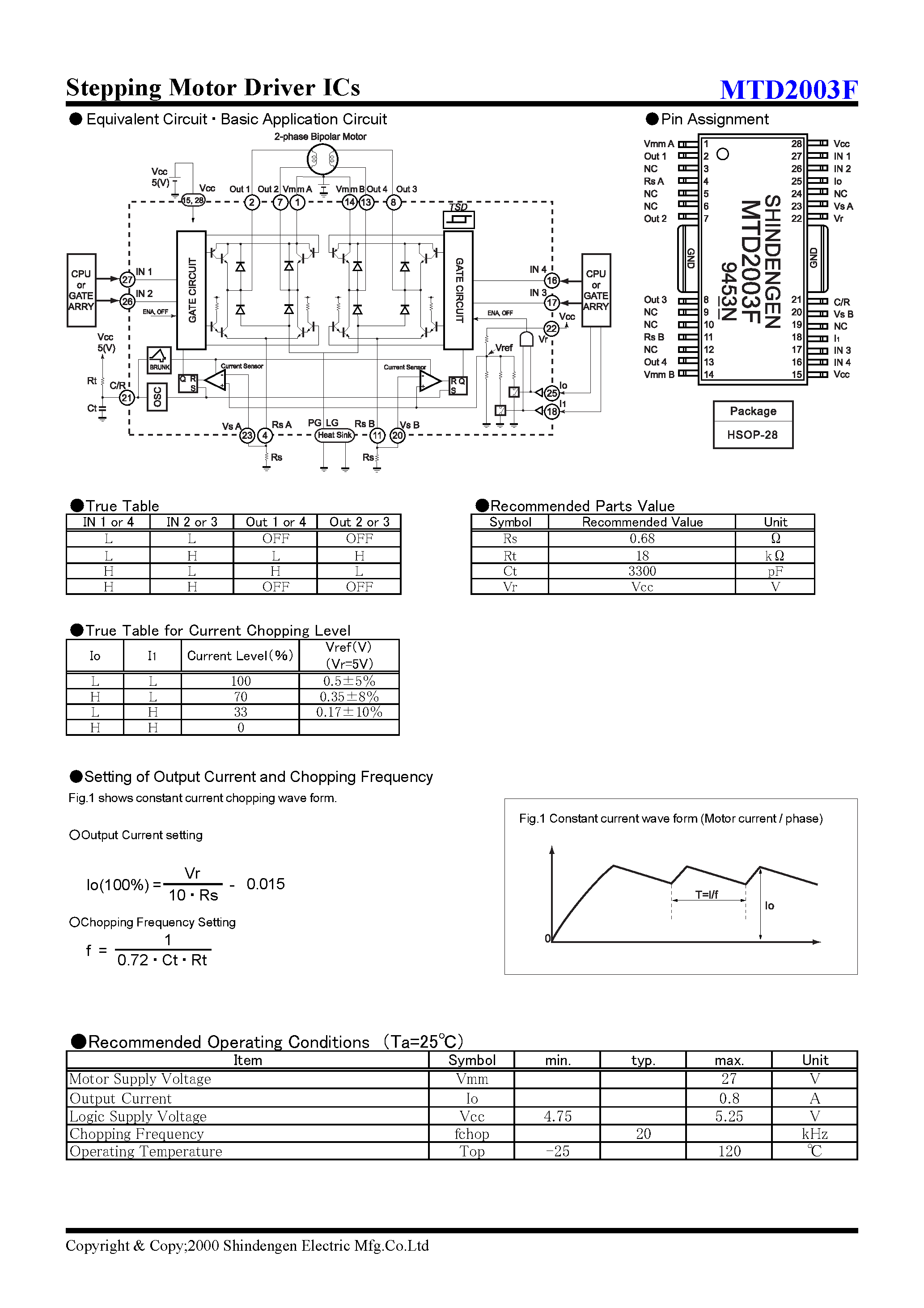 Даташит MTD2003F - Stepping Motor Driver ICs страница 2