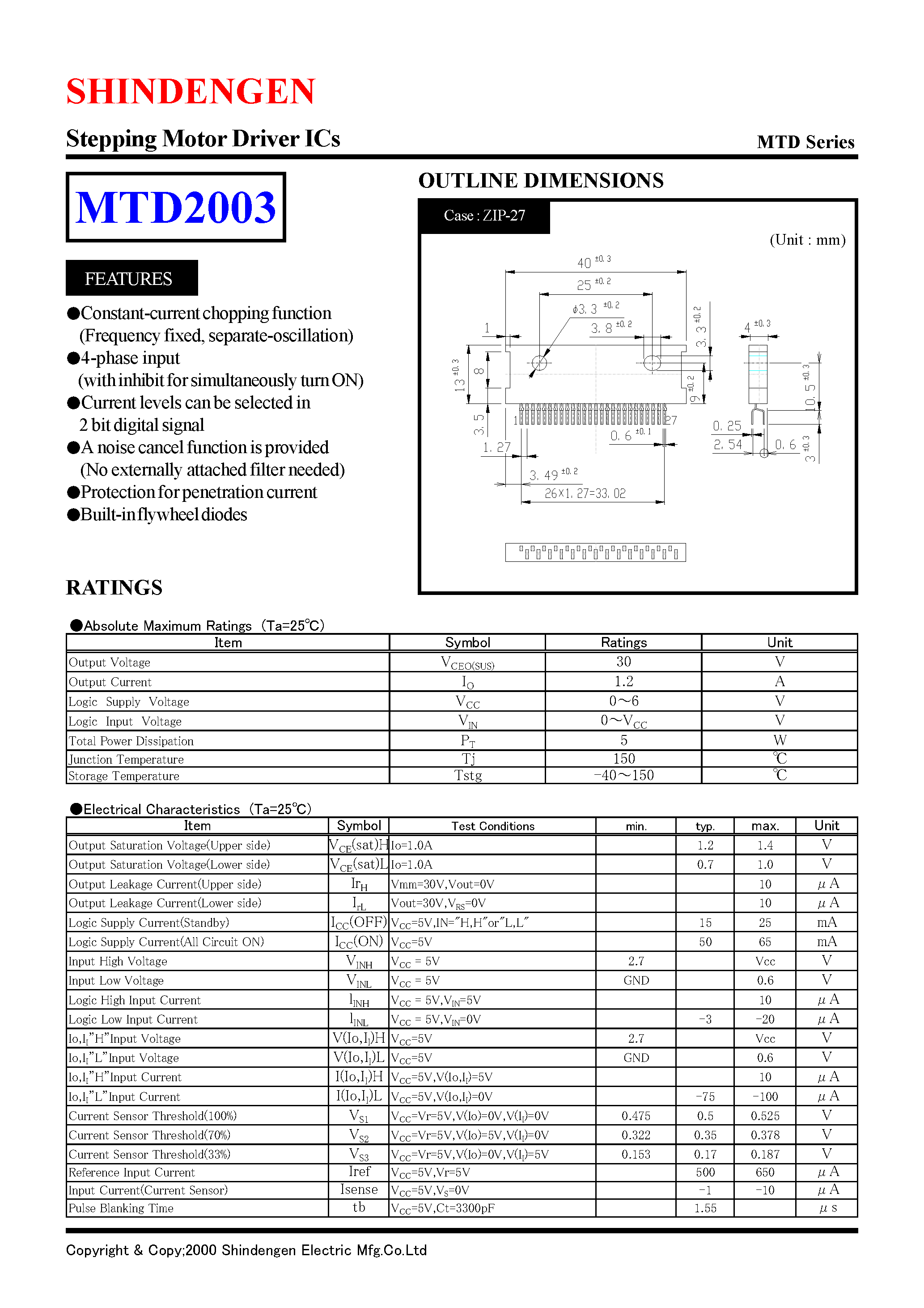 Даташит MTD2003 - Stepping Motor Driver ICs страница 1