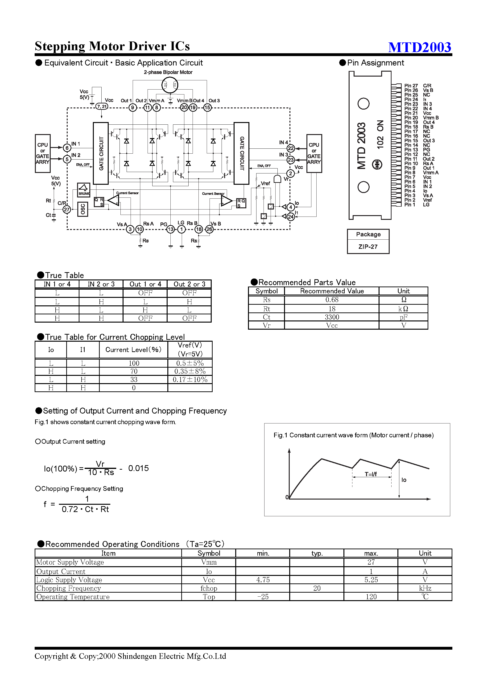 Даташит MTD2003 - Stepping Motor Driver ICs страница 2