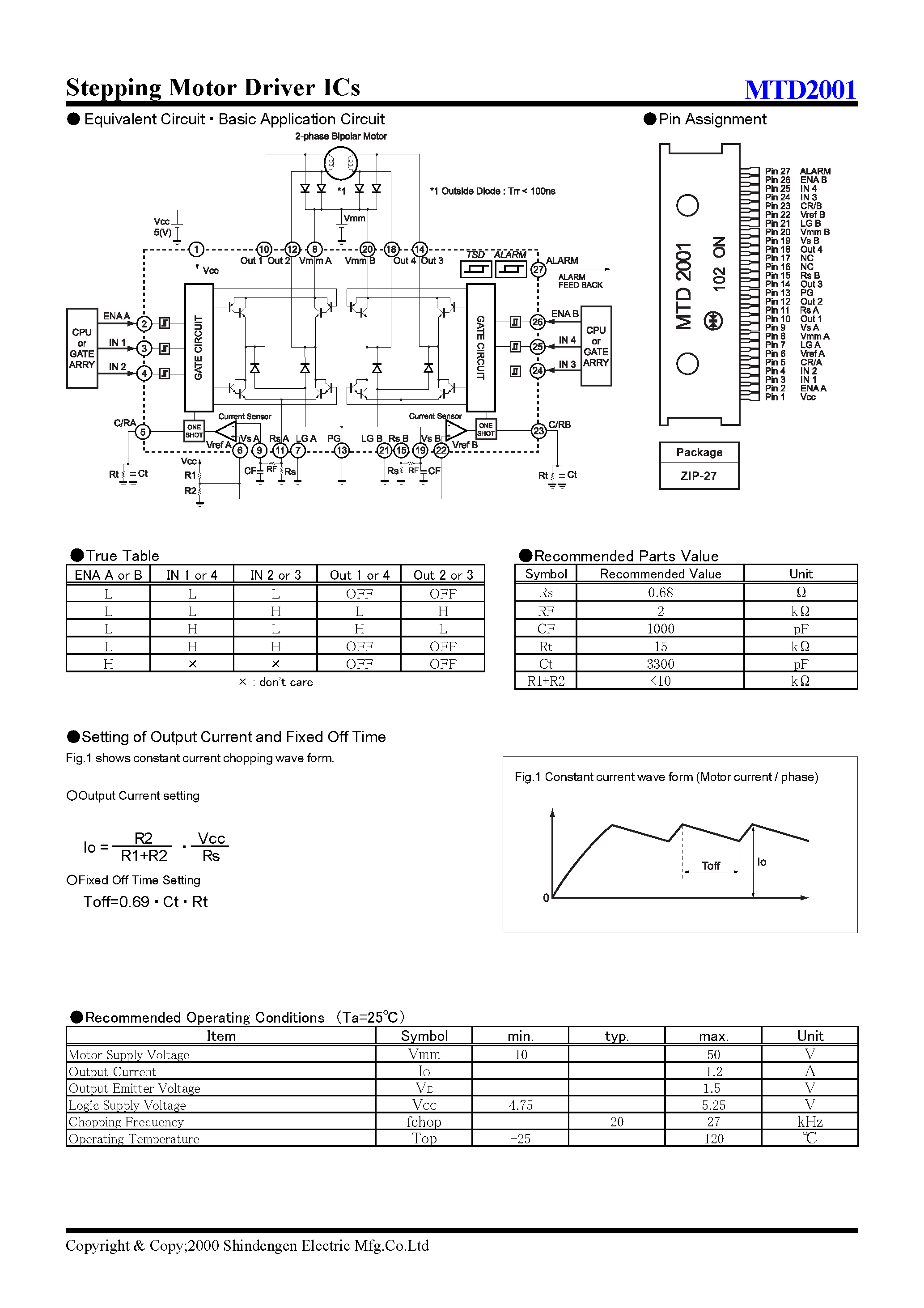 Даташит MTD2001 - Stepping Motor Driver ICs страница 2