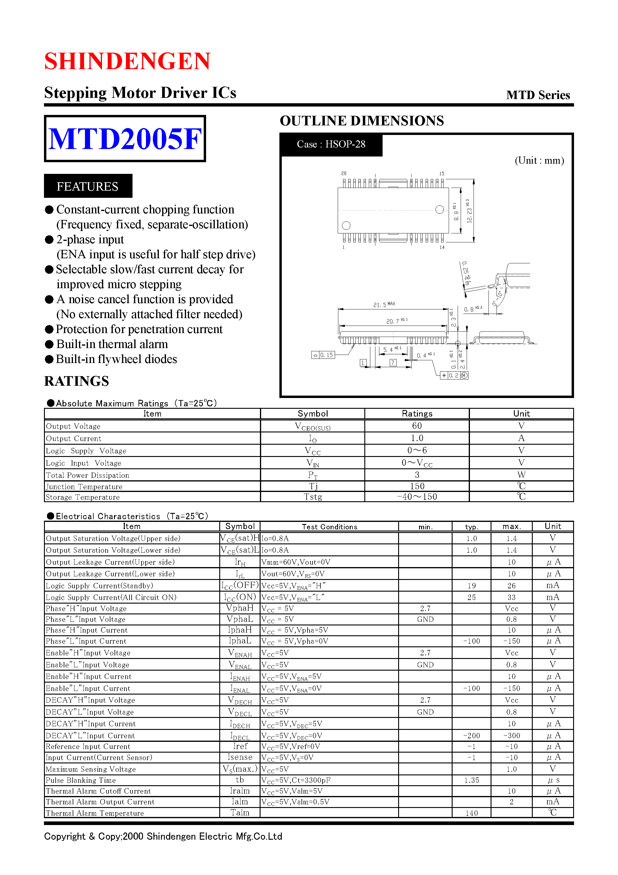 Даташит MTD2005F - Stepping Motor Driver ICs страница 1