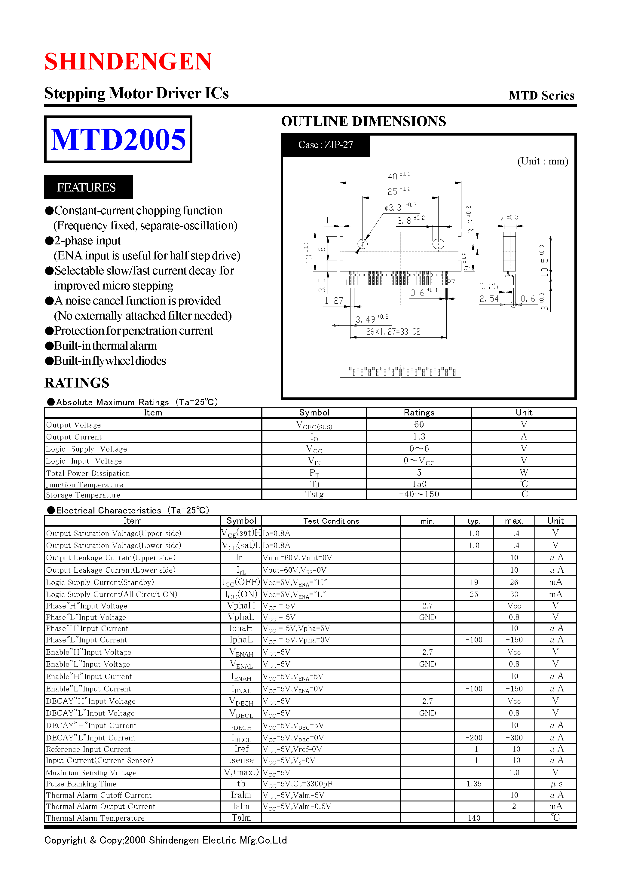 Даташит MTD2005 - Stepping Motor Driver ICs страница 1