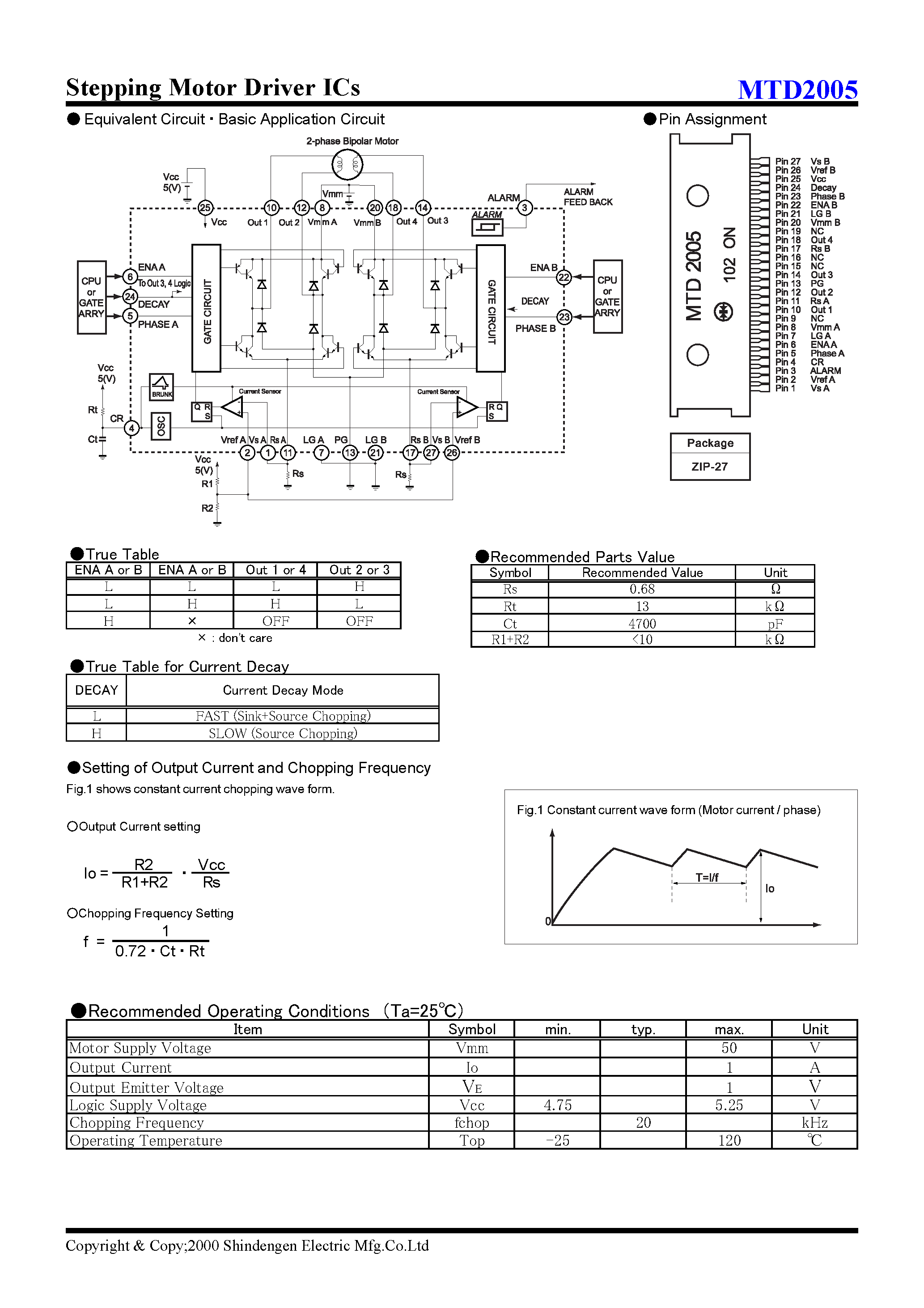 Даташит MTD2005 - Stepping Motor Driver ICs страница 2