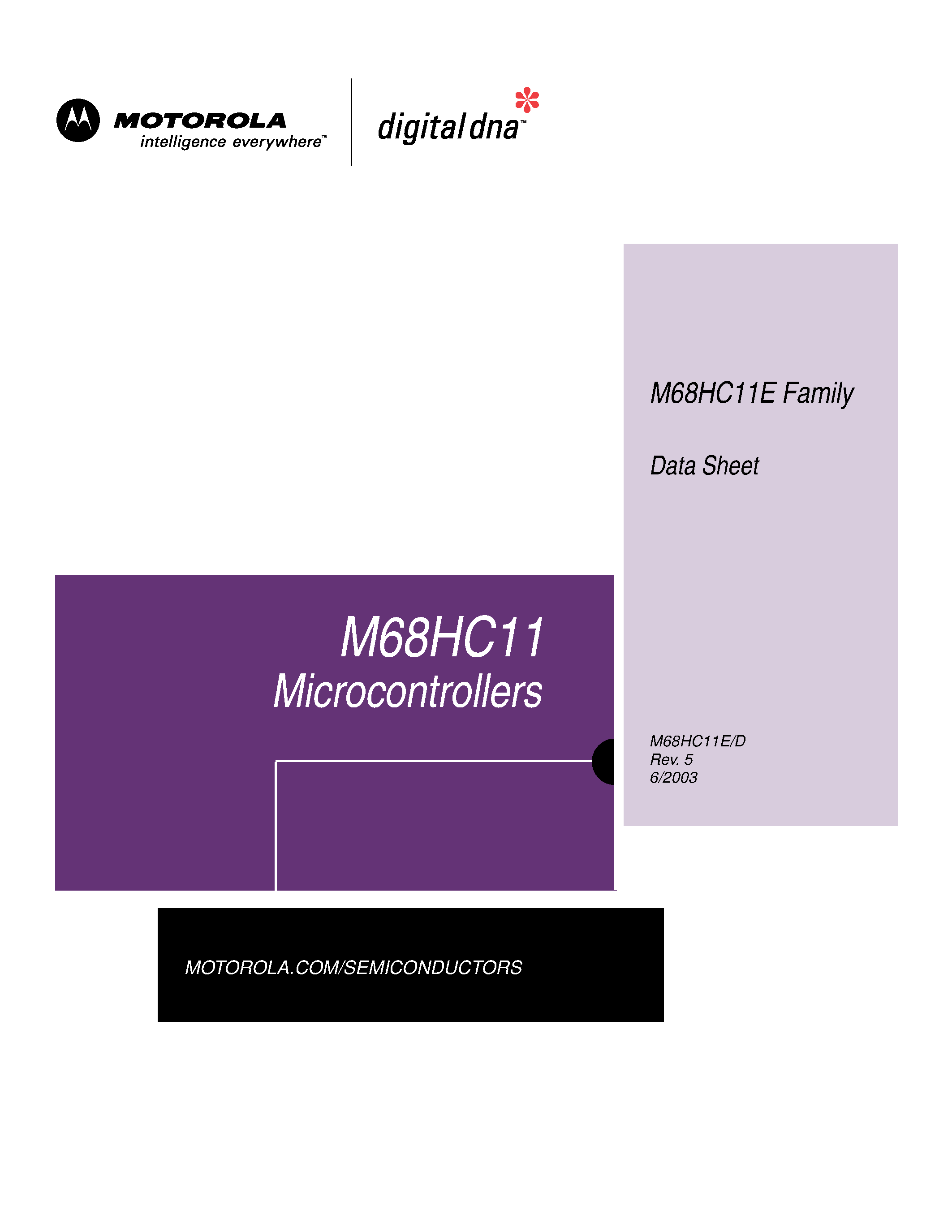 Datasheet MC68HC11xxxx page 1 Datasheet MC68HC11xxxx - Microcontrollers page 1