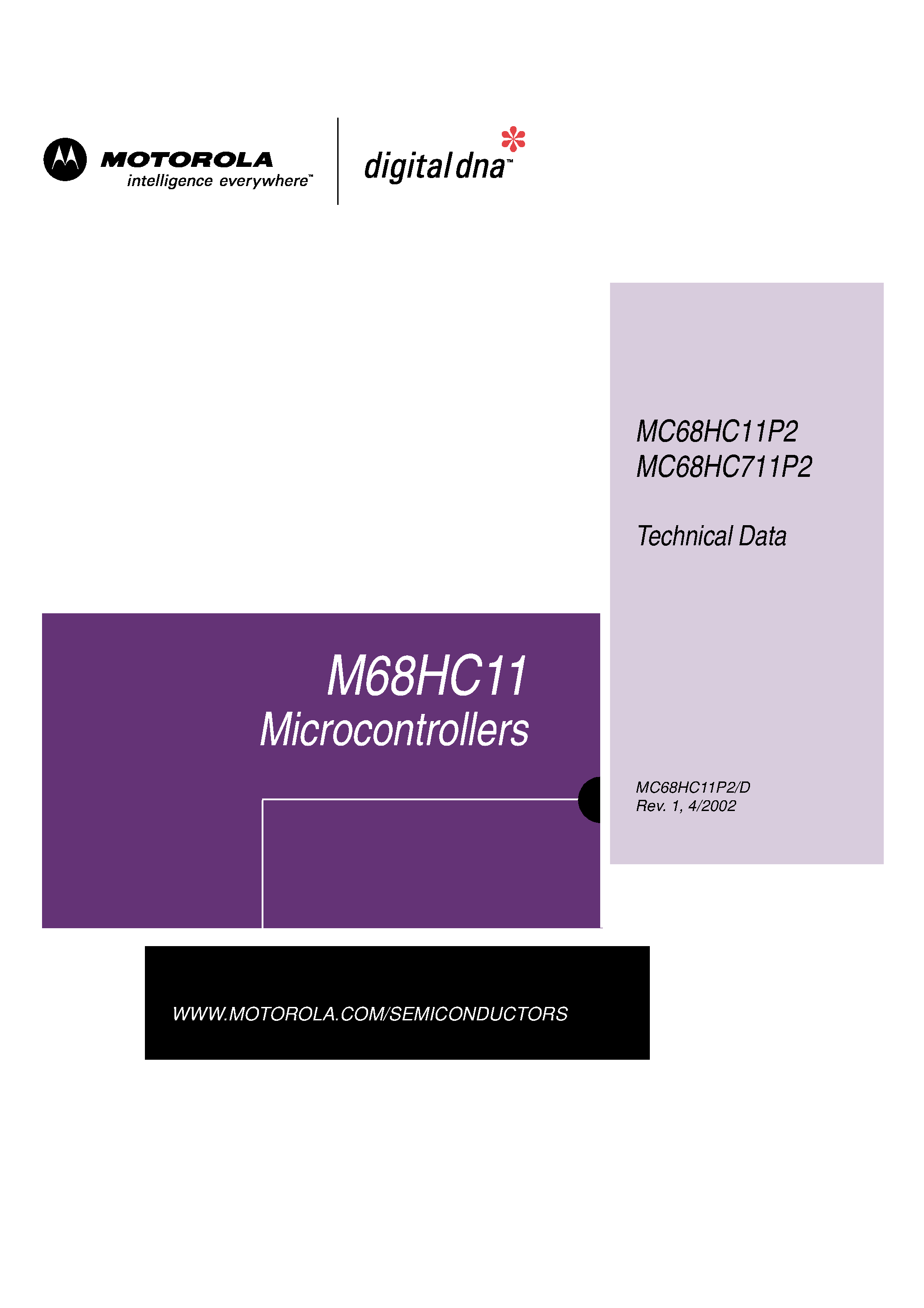 Даташит на микросхему MC68HC11P2 страница 1 Даташит MC68HC11P2 - Microcontrollers страница 1