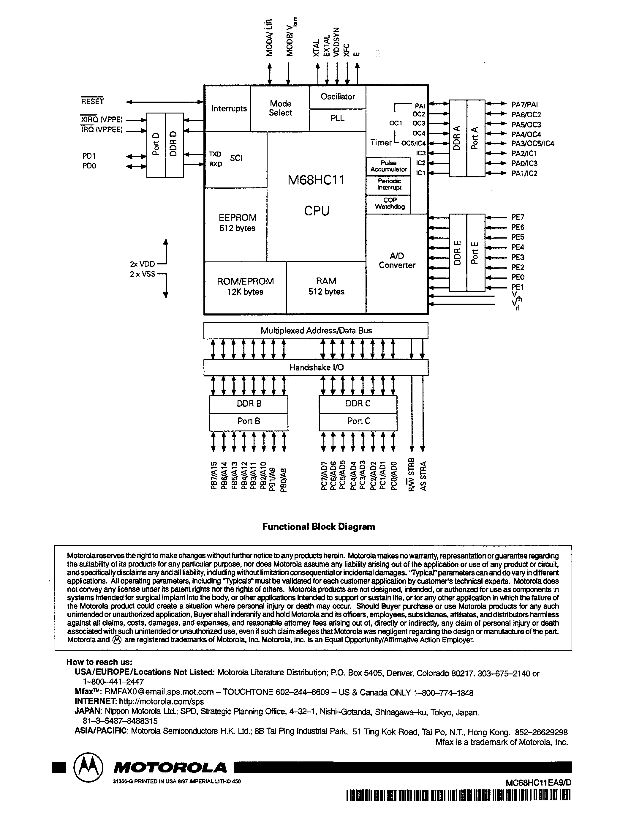 Даташит MC68HC11EA9 - 8 BIT HCMOS SINGLE CHIP MICROCONTOROLLER WITH A/D CONVERTER страница 2
